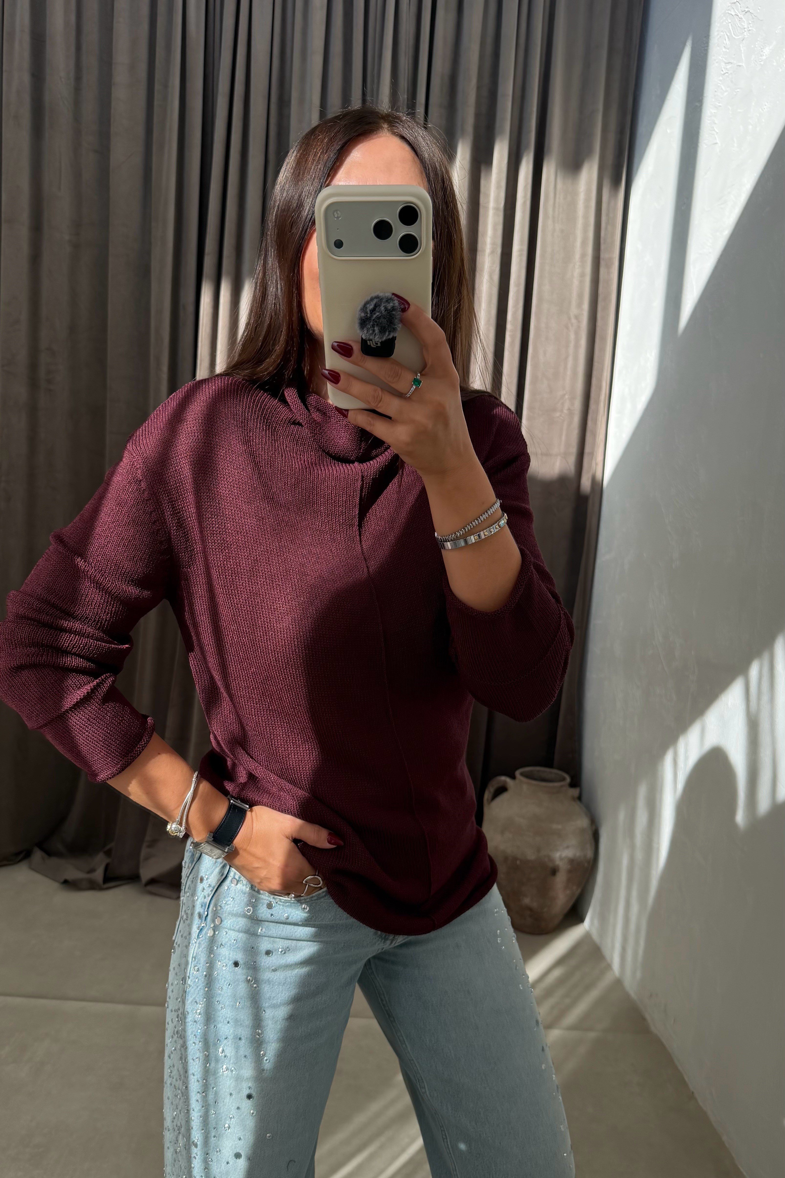 Nox İnce Dökümlü Triko BORDO