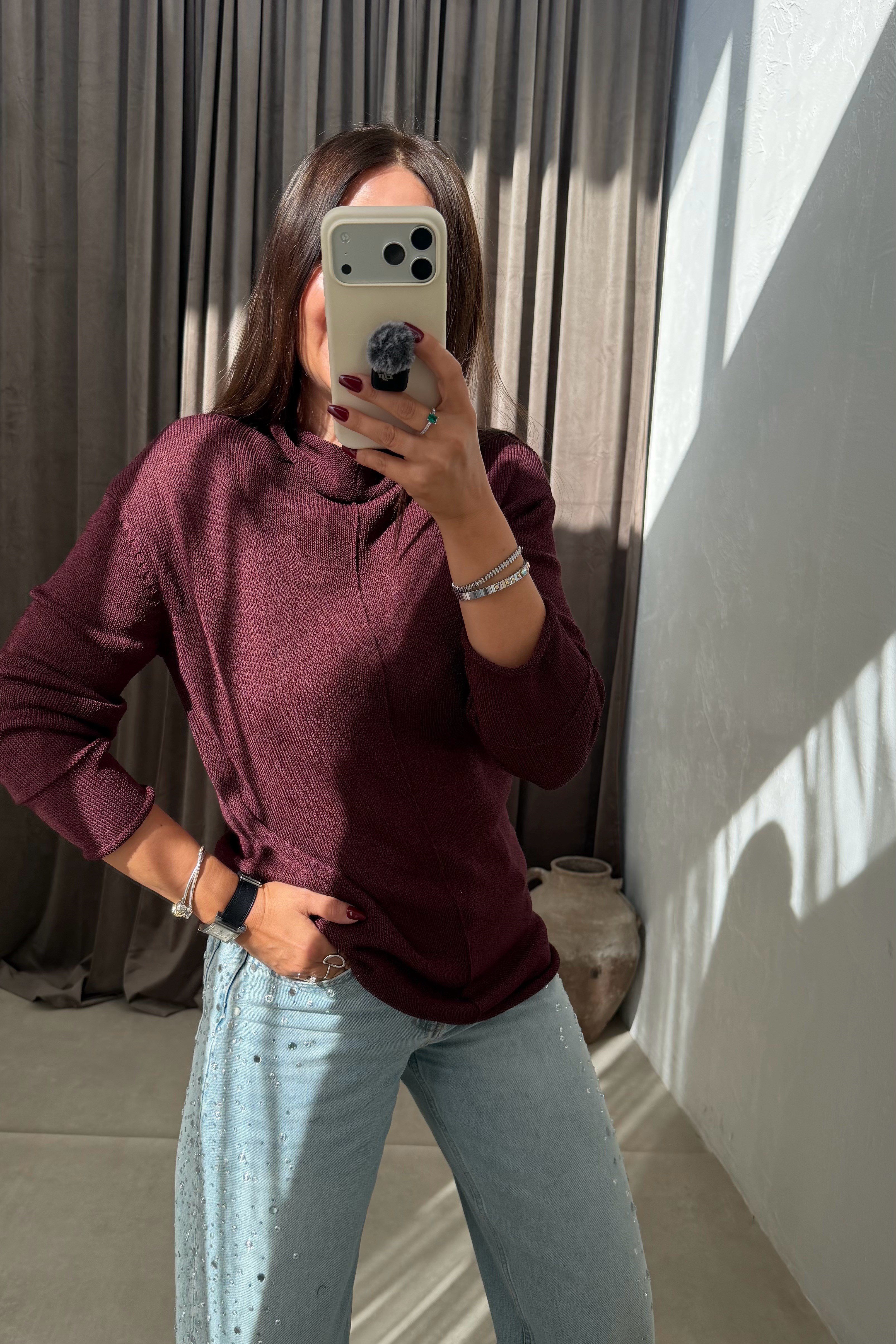 Nox İnce Dökümlü Triko BORDO