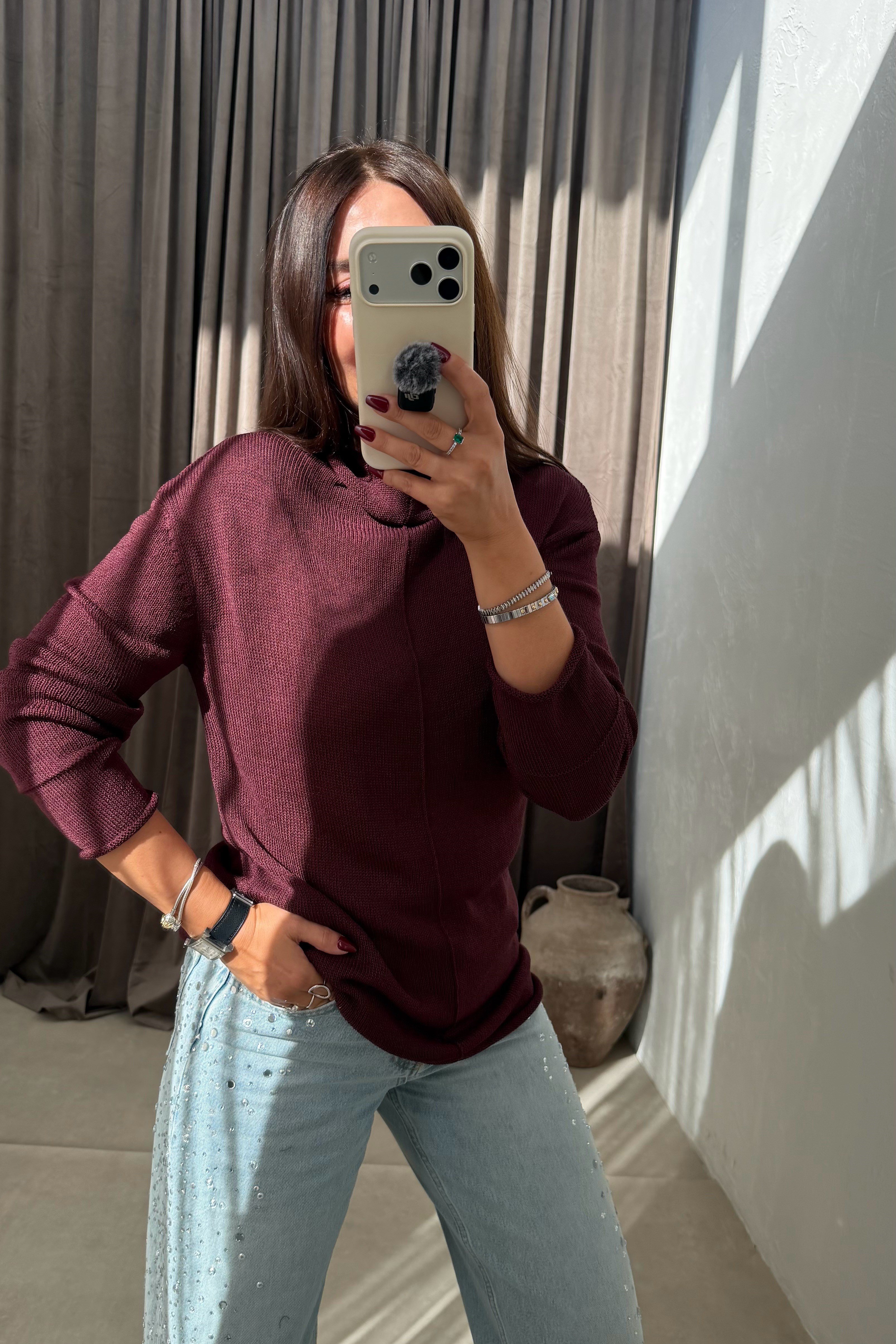 Nox İnce Dökümlü Triko BORDO