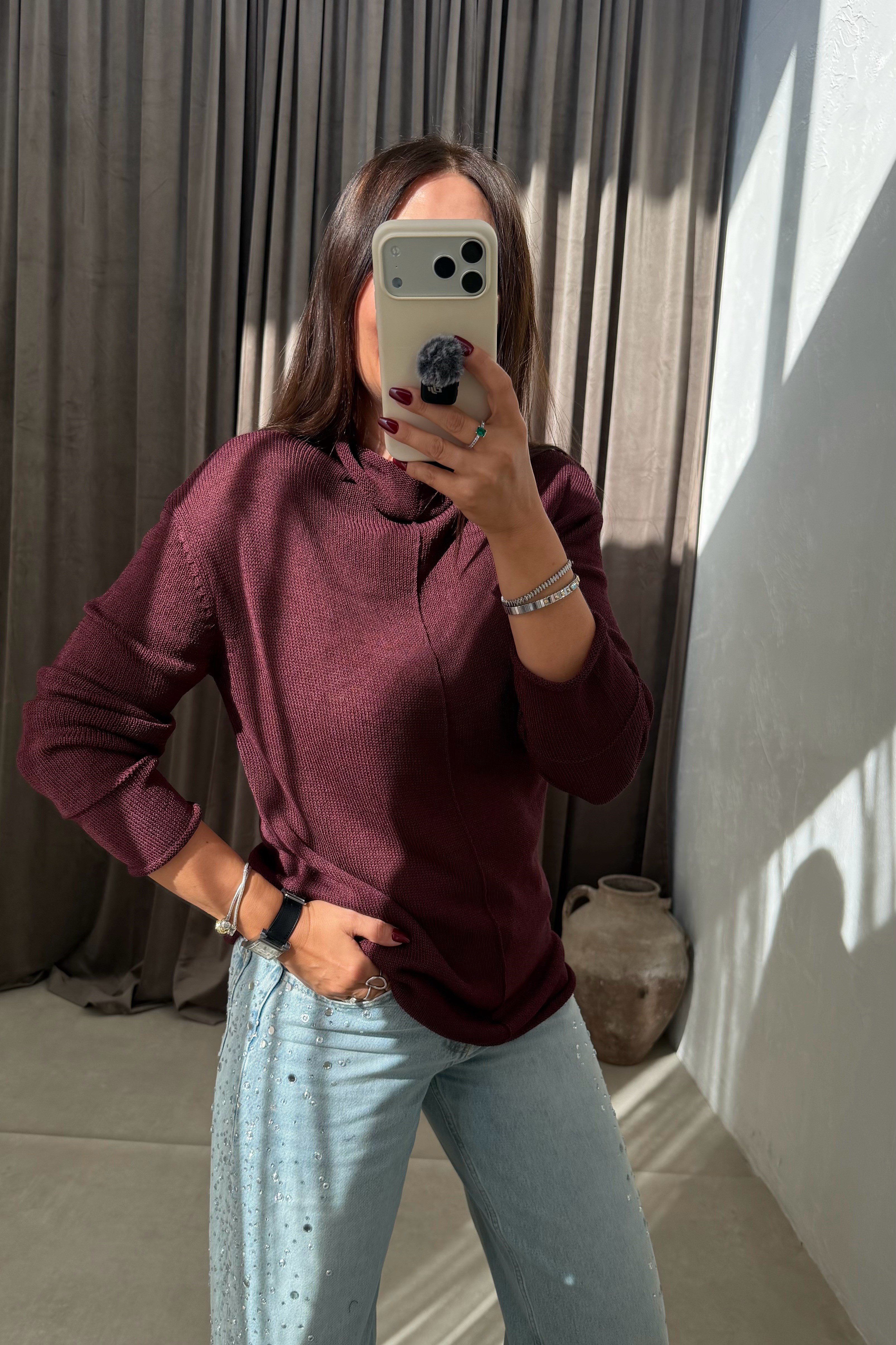 Nox İnce Dökümlü Triko BORDO