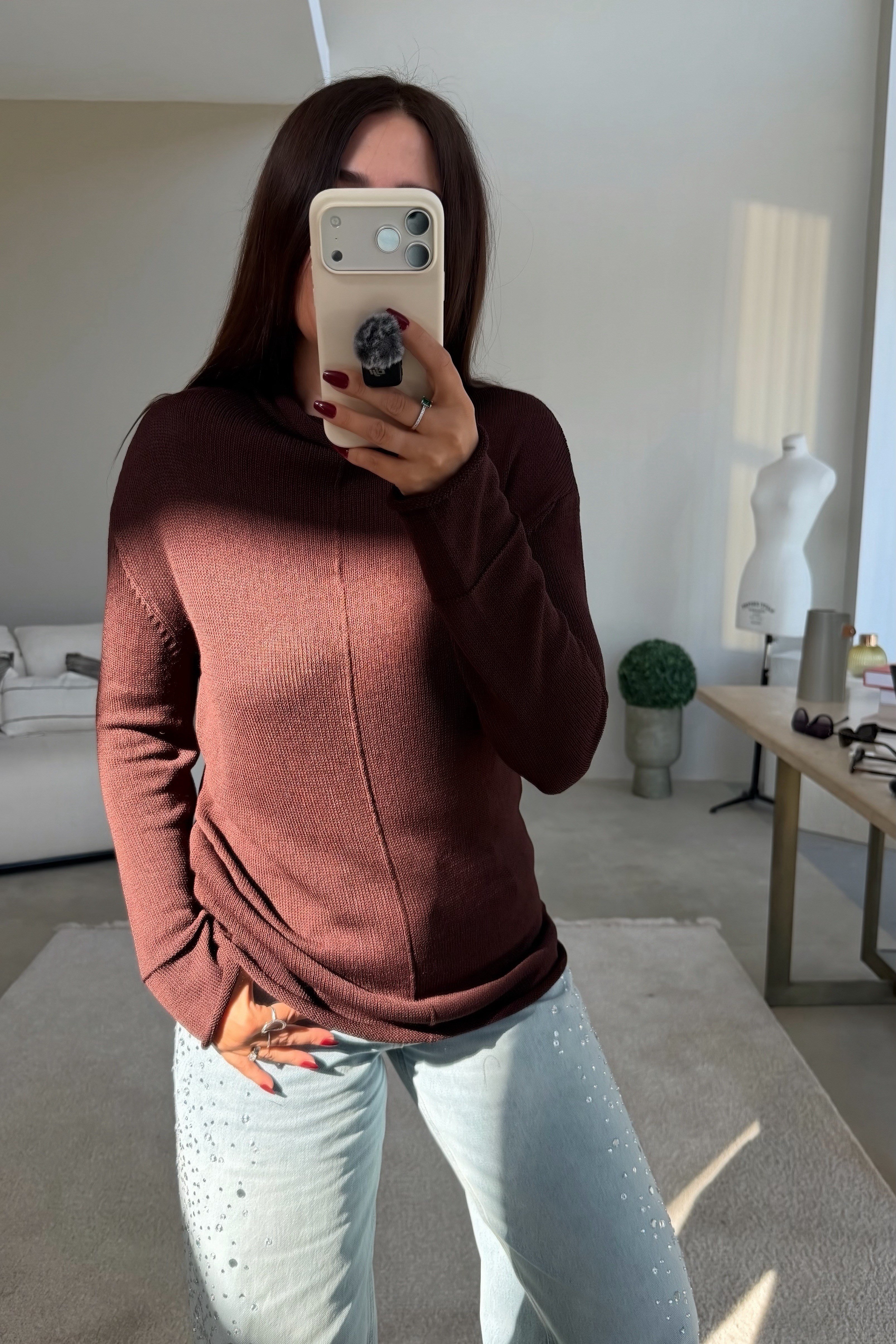 Nox İnce Dökümlü Triko KAHVERENGİ