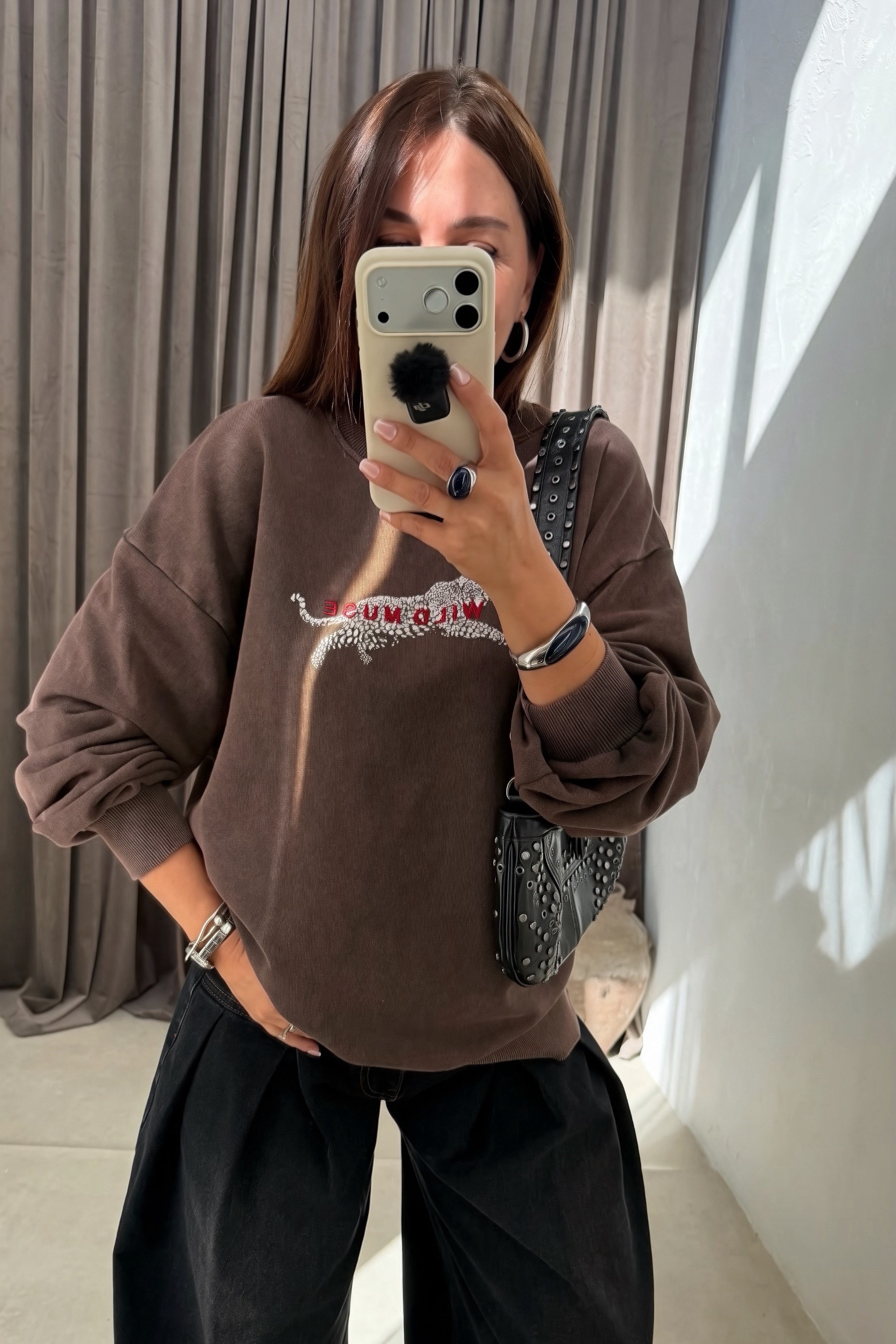 Panterli Sweatshirt KAHVRENGİ
