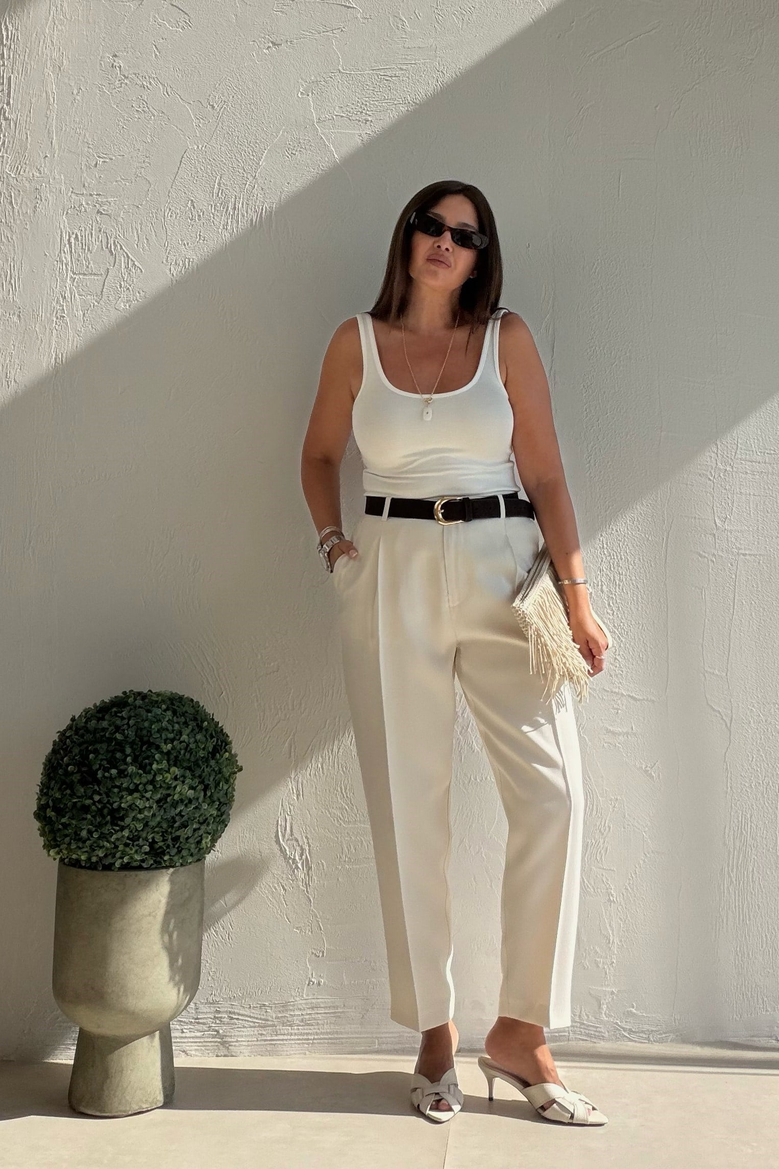 Siena Kemerli Pantalon EKRU