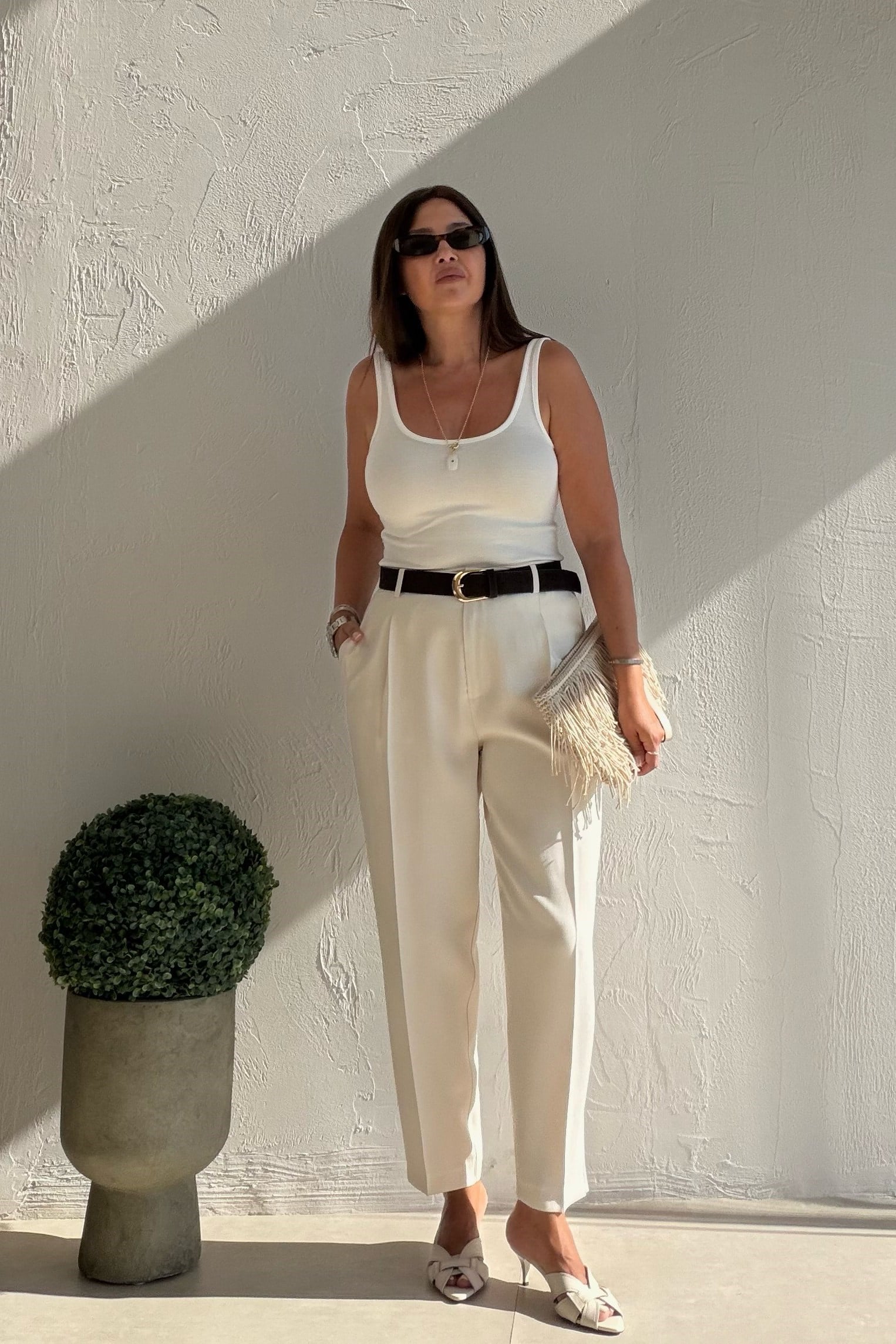 Siena Kemerli Pantalon EKRU