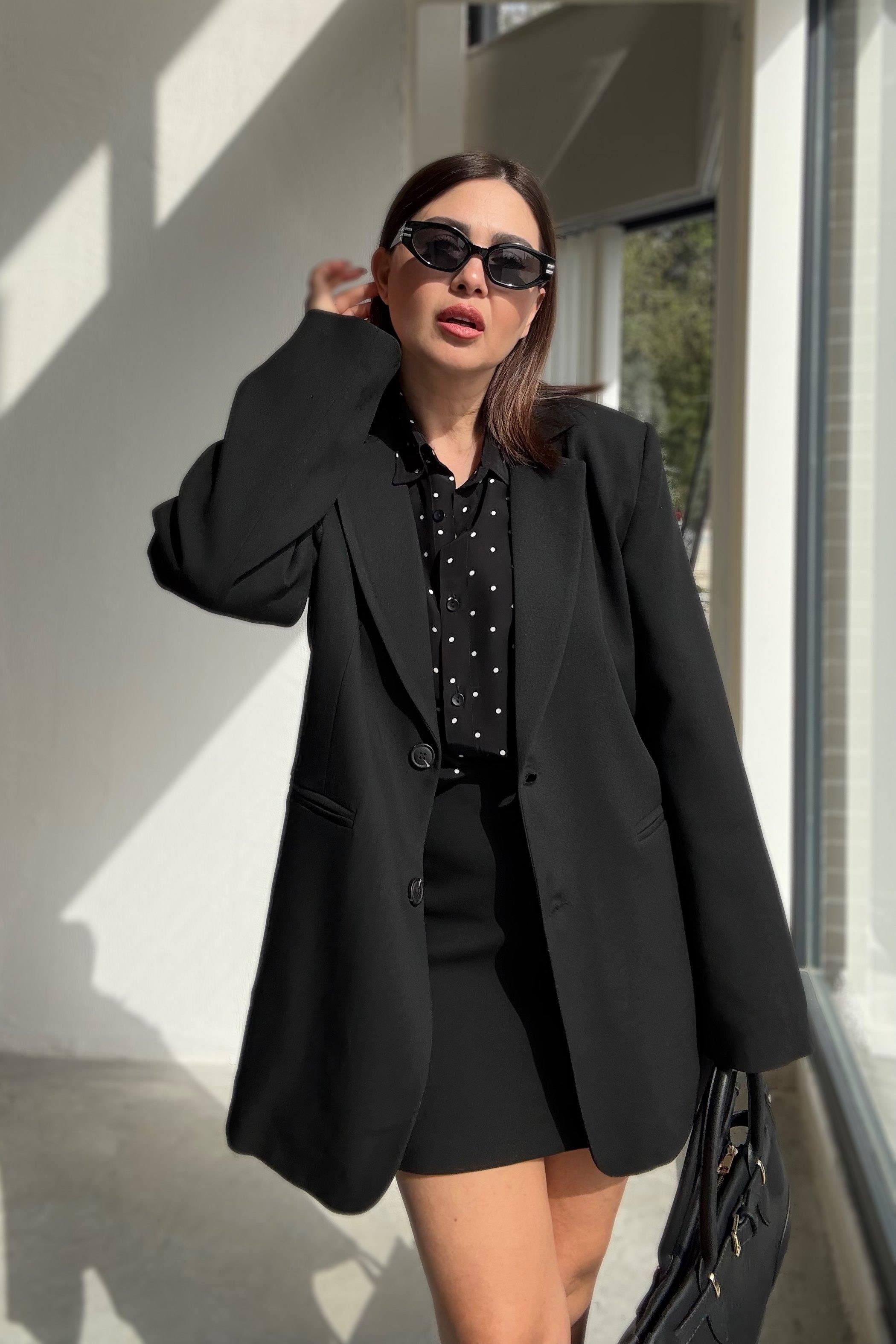 Siyah Blazer Ceket Etek Takım 
