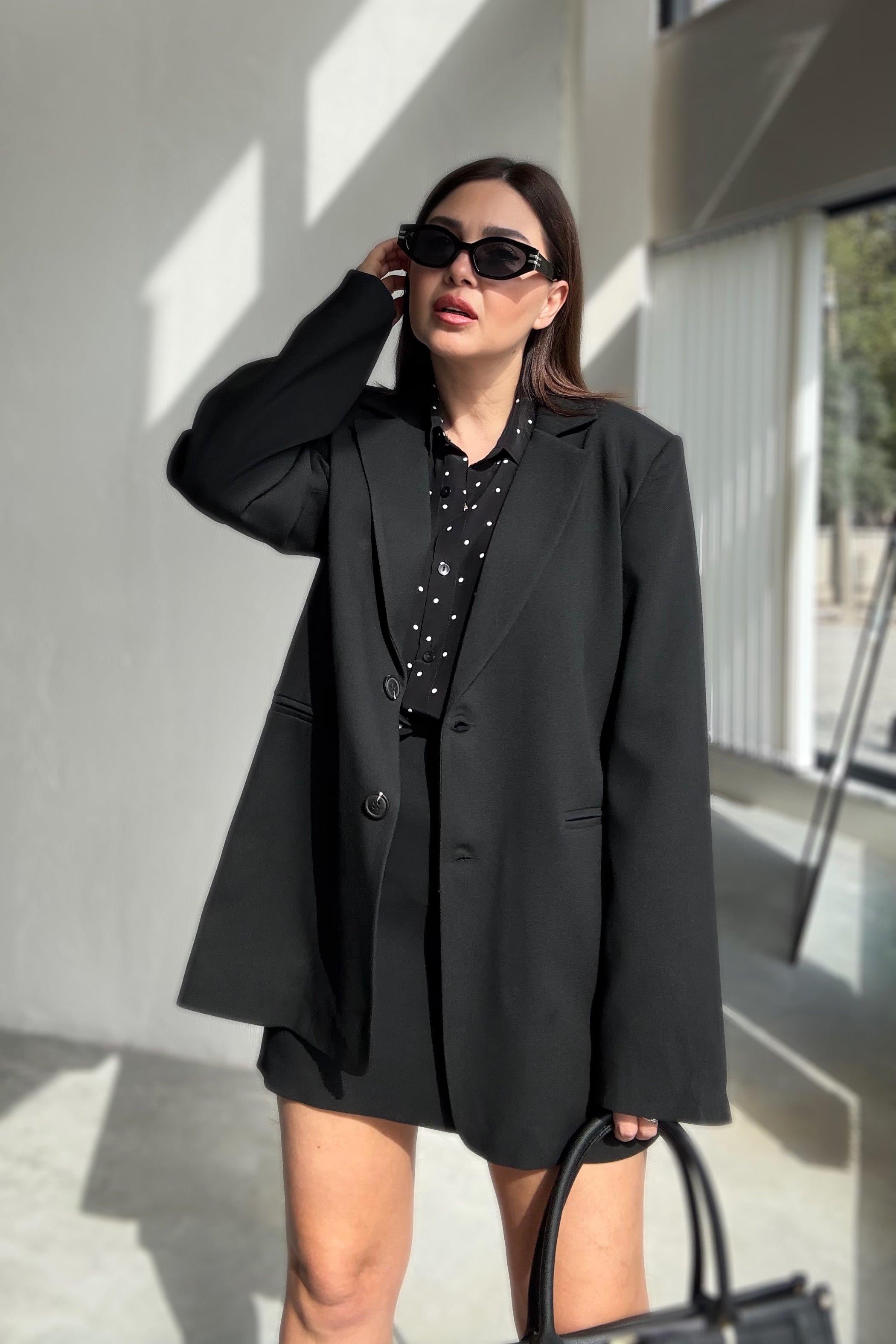 Siyah Blazer Ceket Etek Takım 