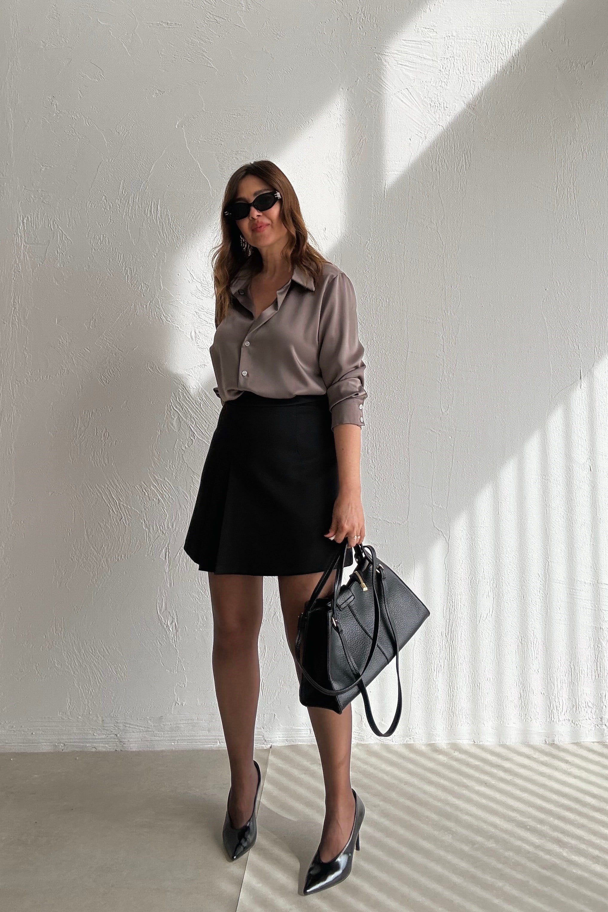 Siyah Çift Pile Şort Etek 