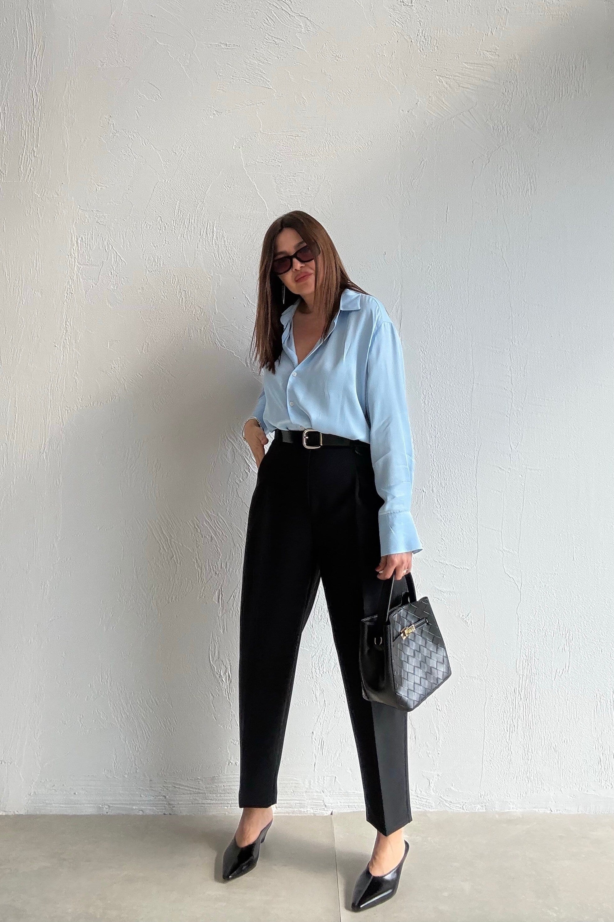 Siyah Kapak Cepli Pantolon 