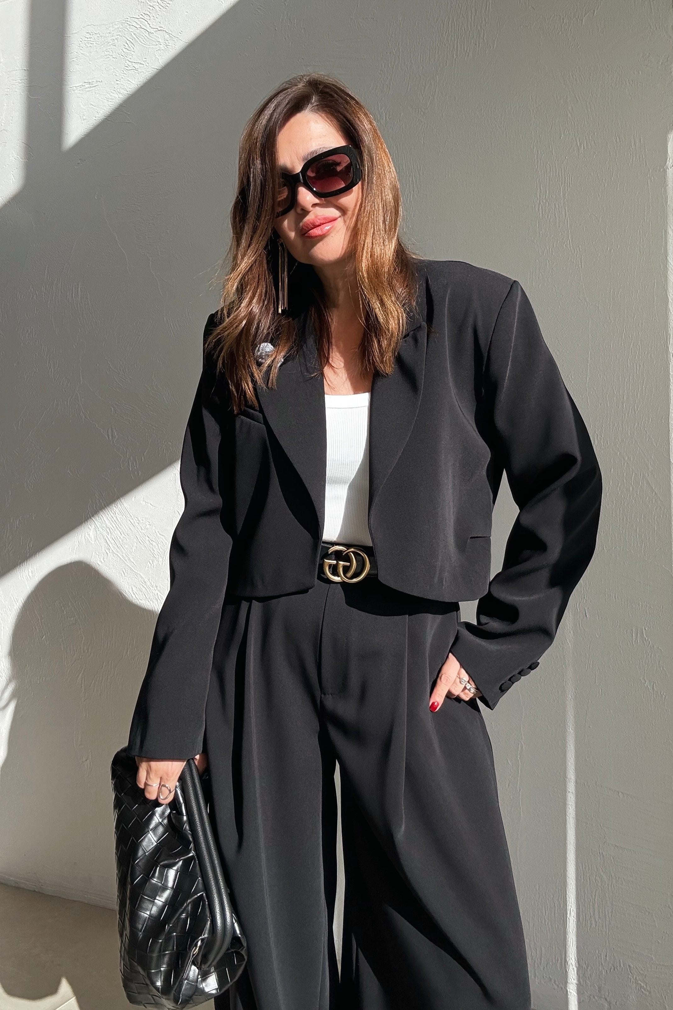 Siyah Kısa Blazer Ceket 