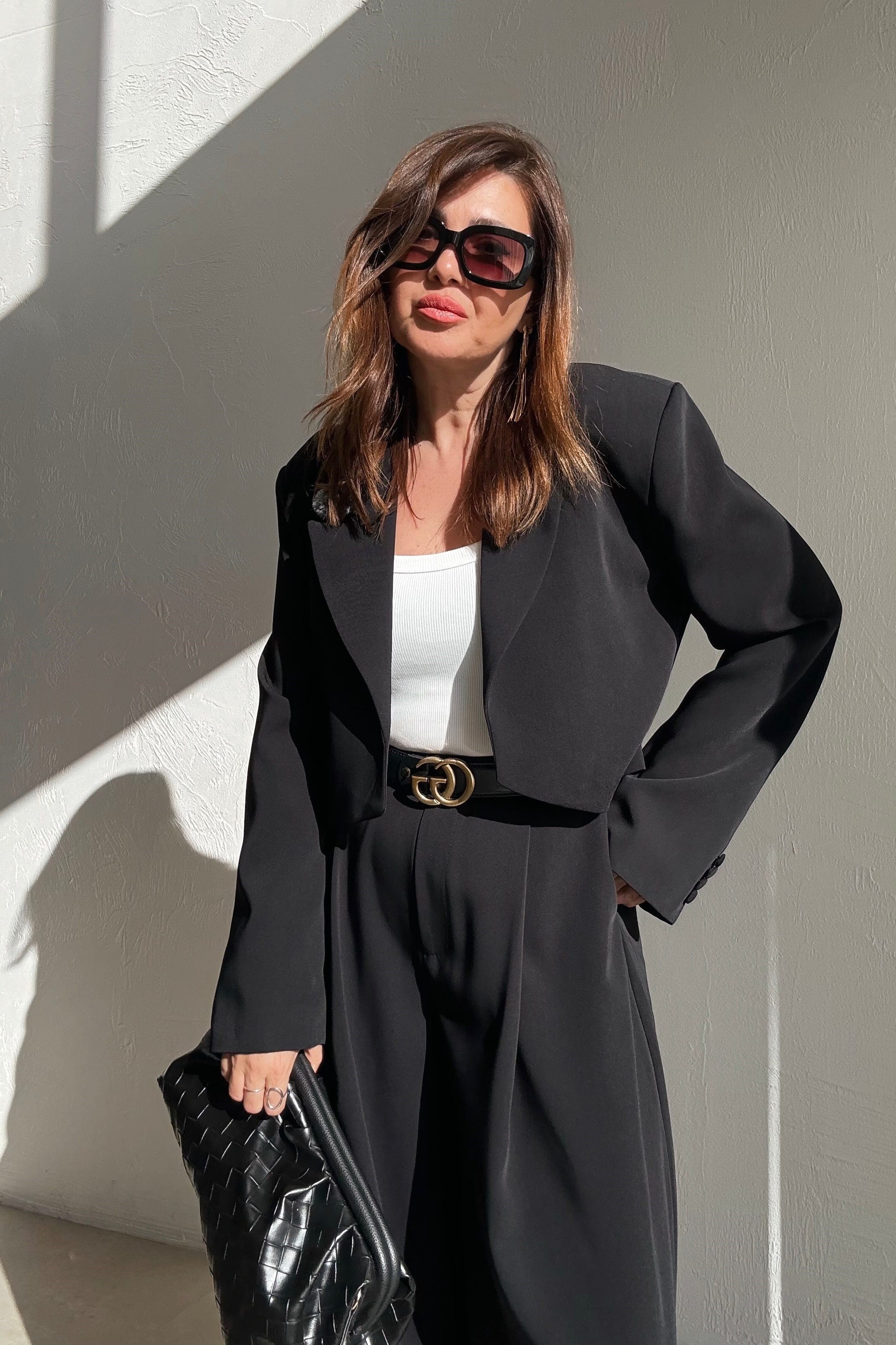 Siyah Kısa Blazer Ceket 