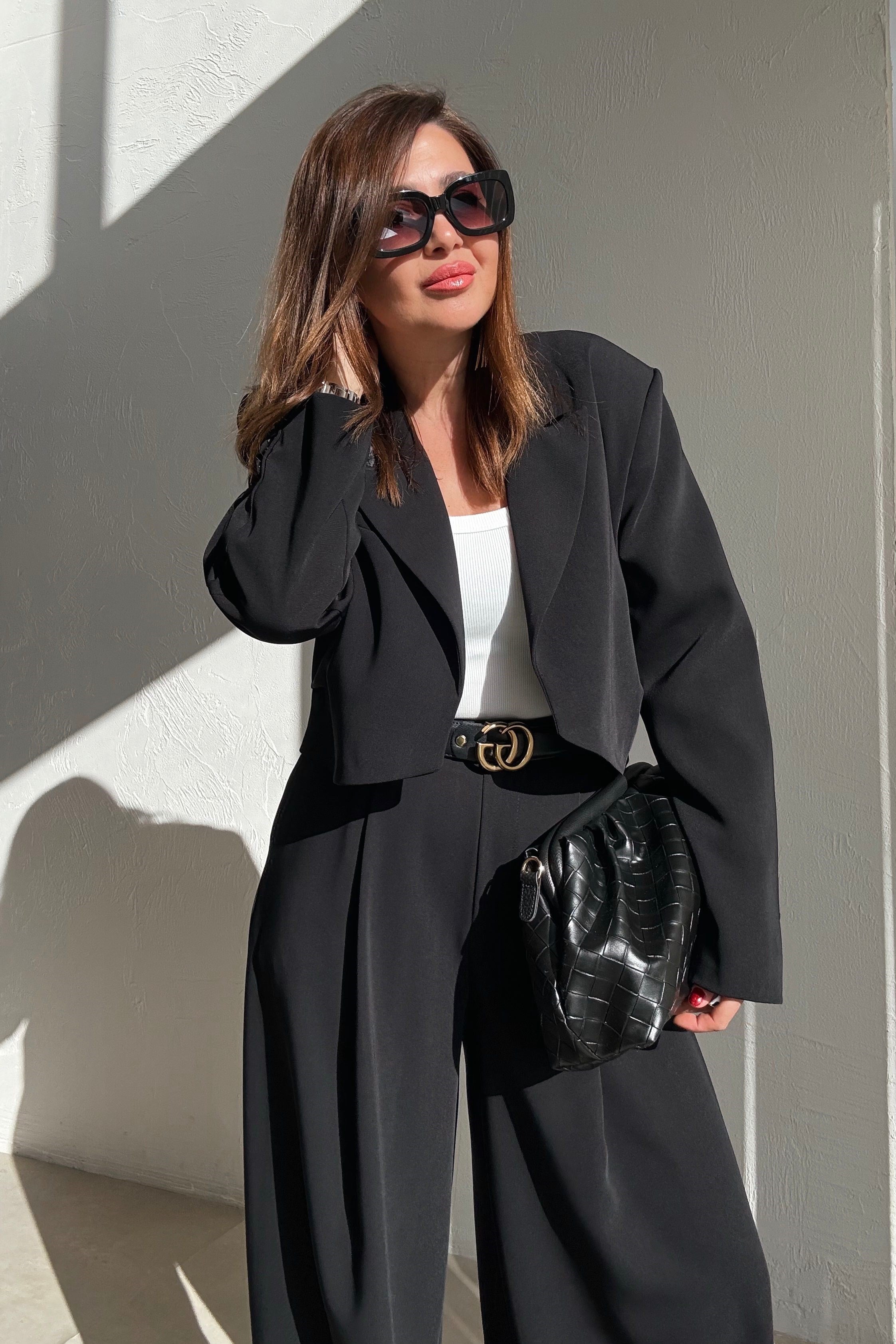 Siyah Kısa Blazer Ceket 