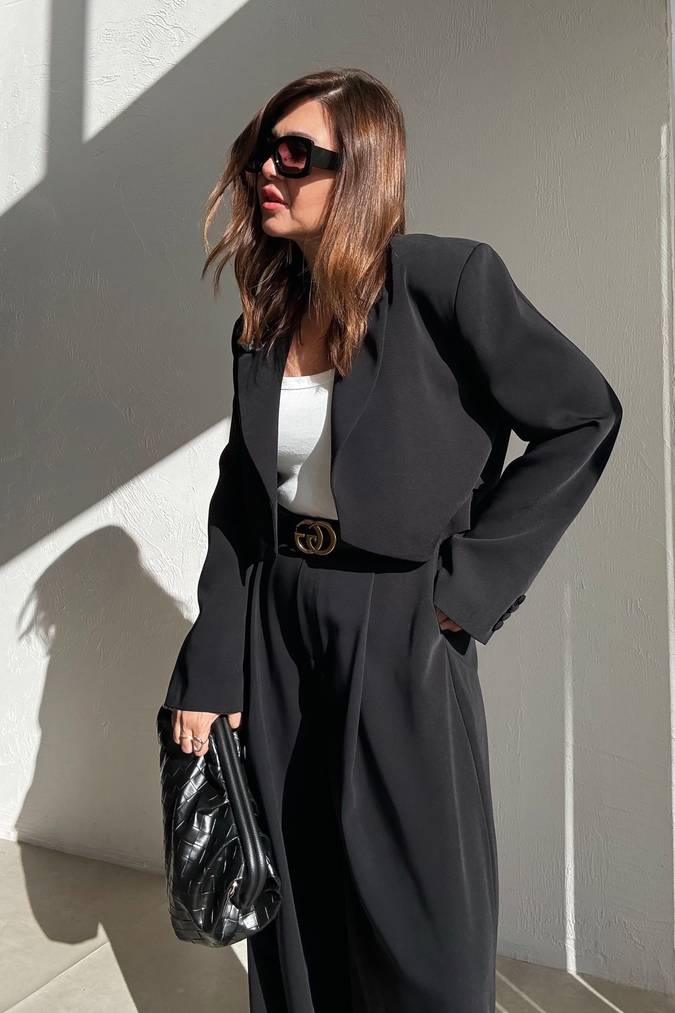 Siyah Kısa Blazer Ceket 