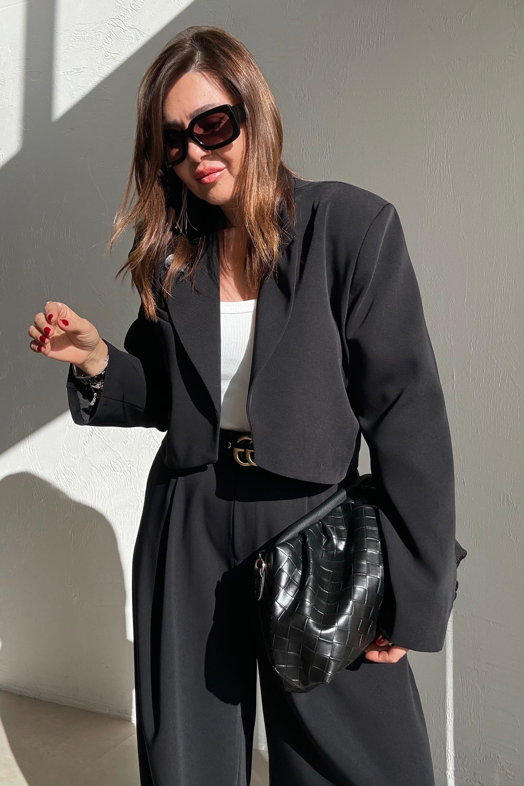 Siyah Kısa Blazer Ceket 