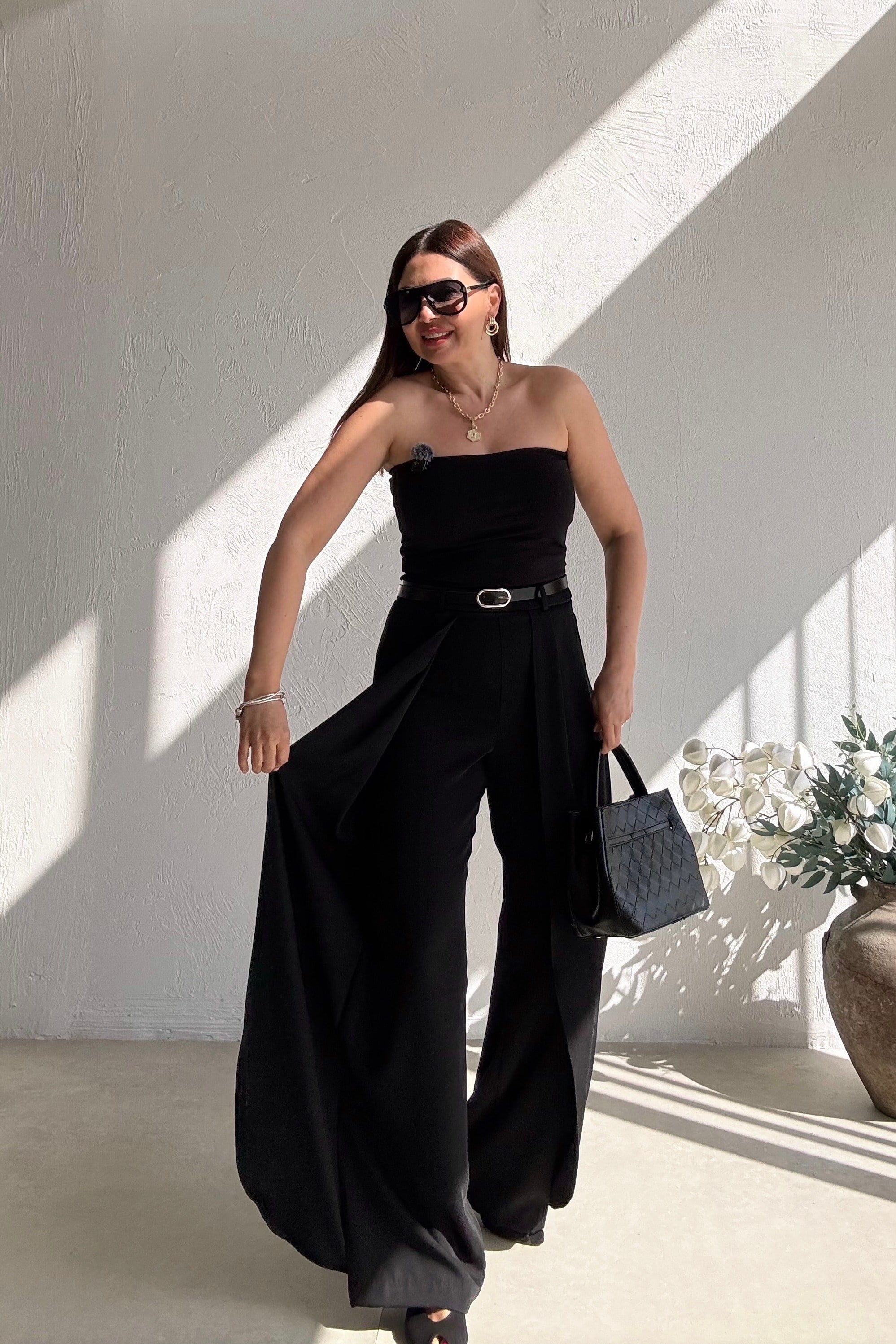 Siyah Pelerin Pantolon 