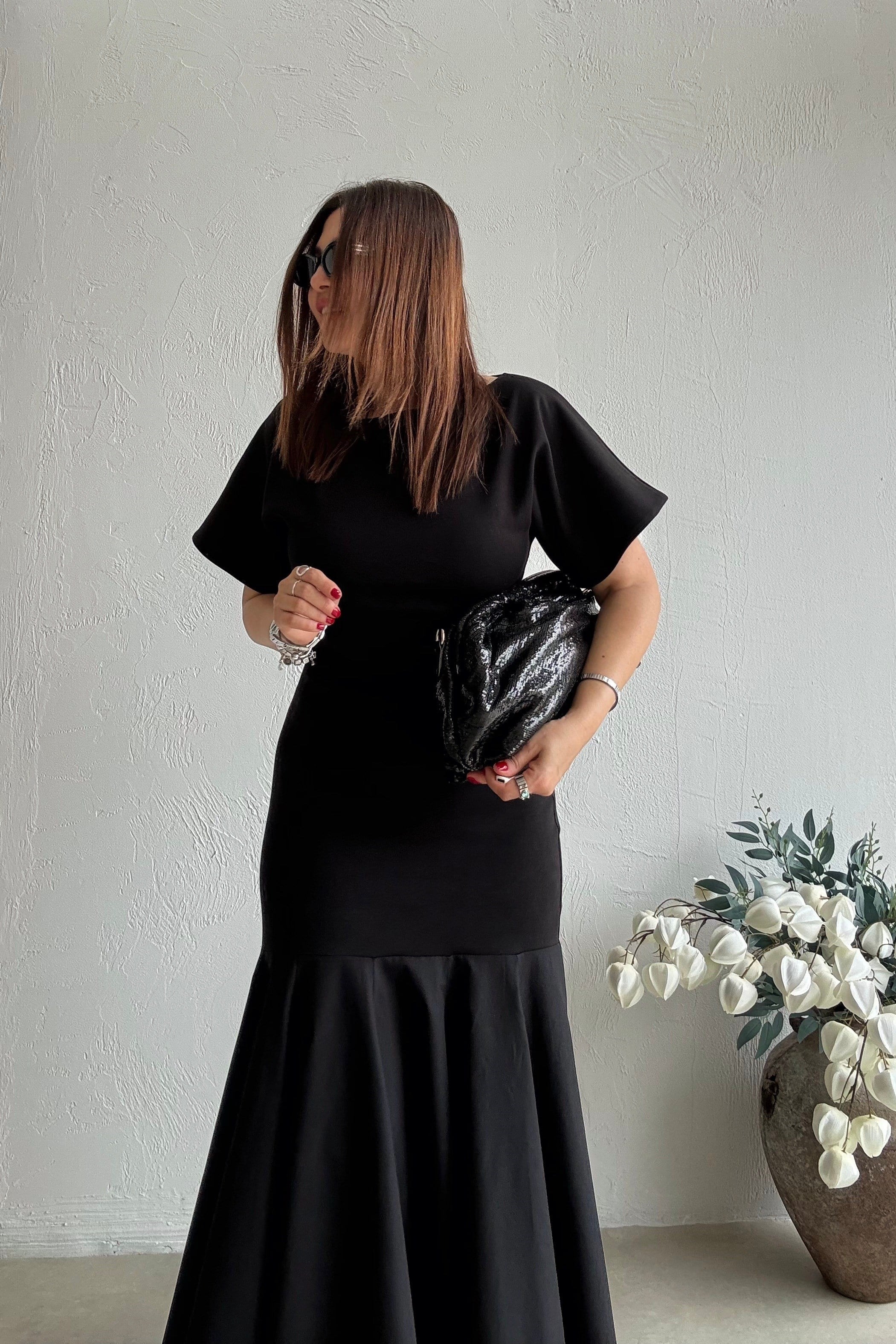 Siyah Prenses Kol Elbise