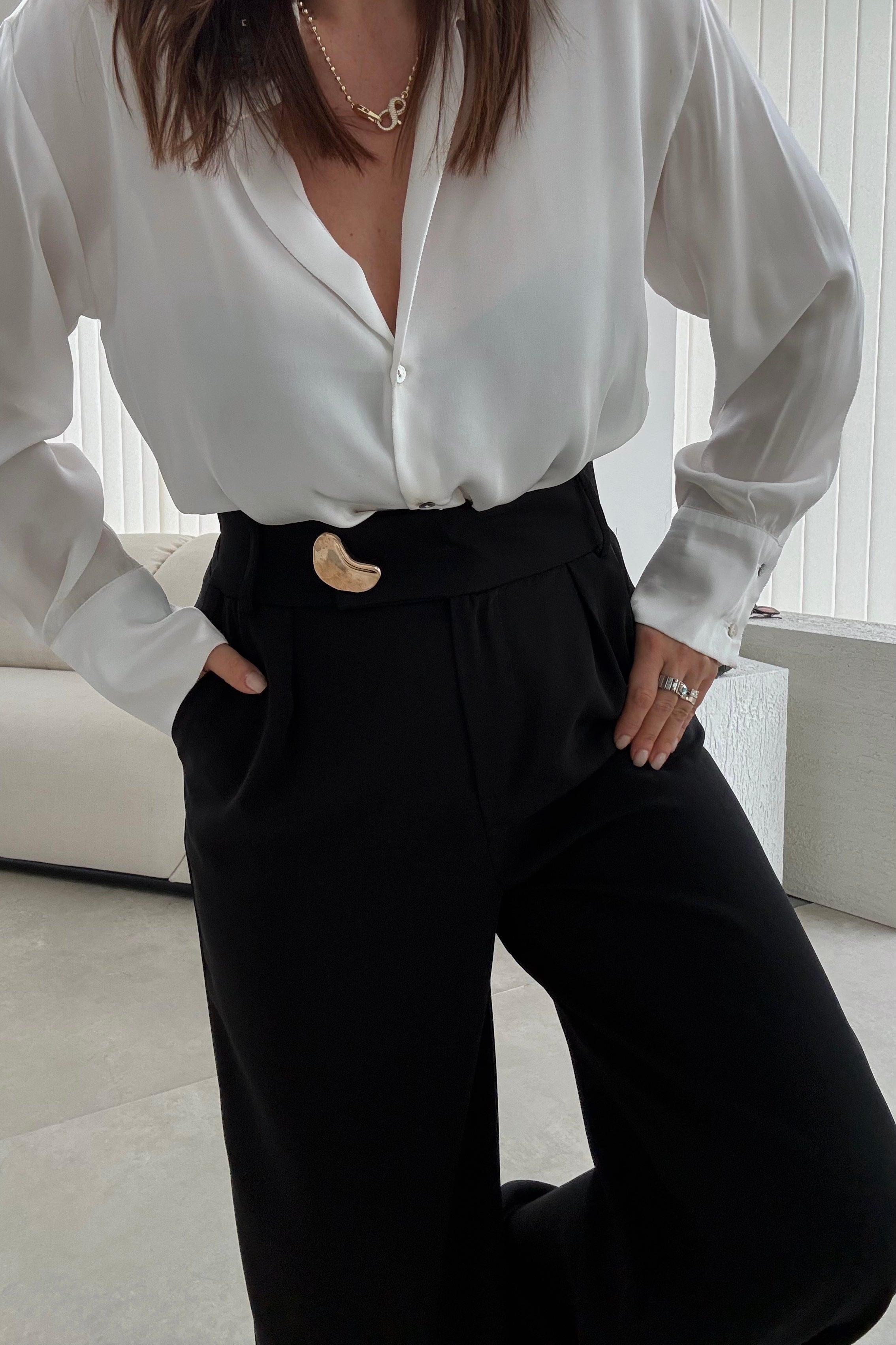 Siyah Tokalı Pantolon 