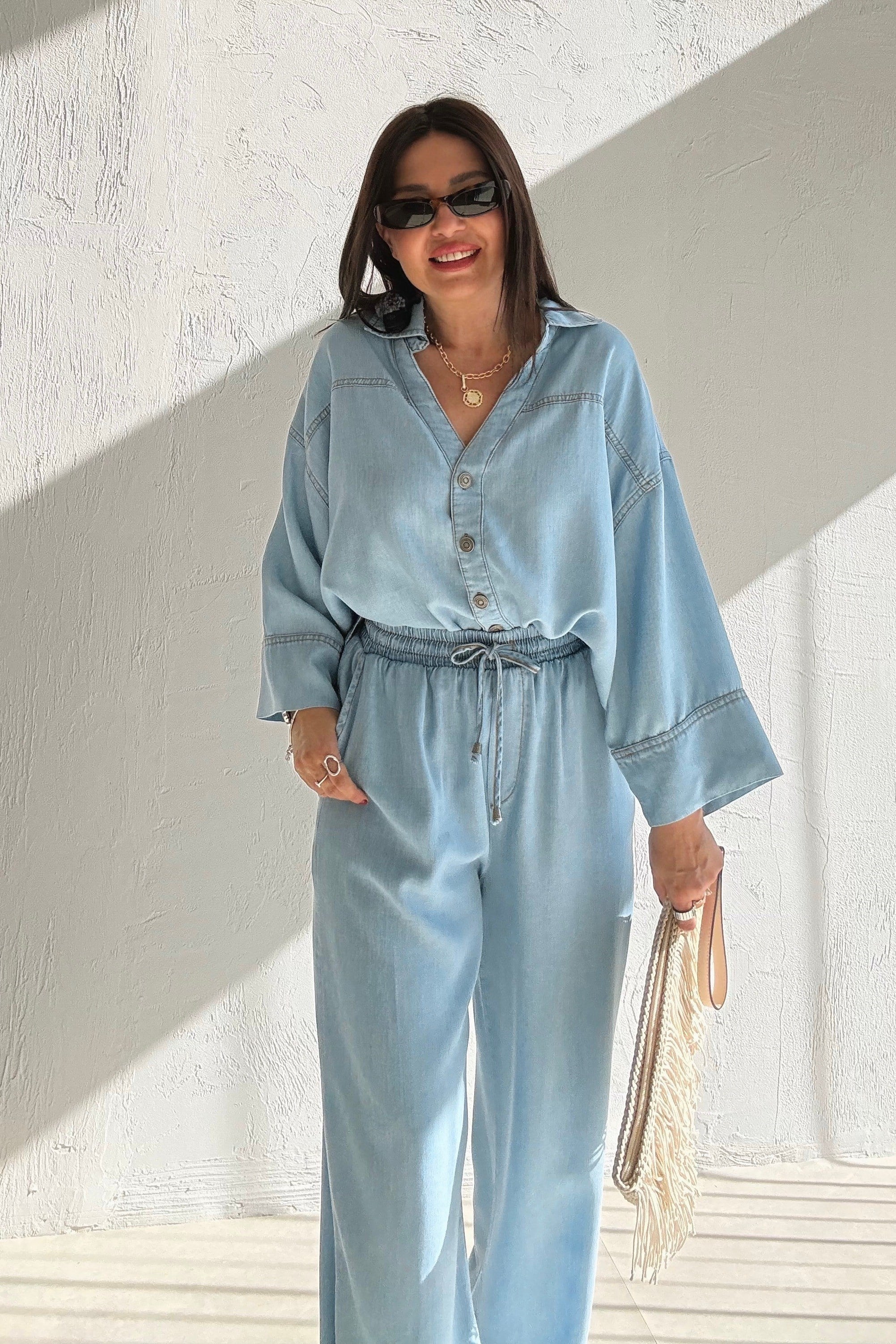 Soft Denim Gömlek Pantolon Takım MAVİ