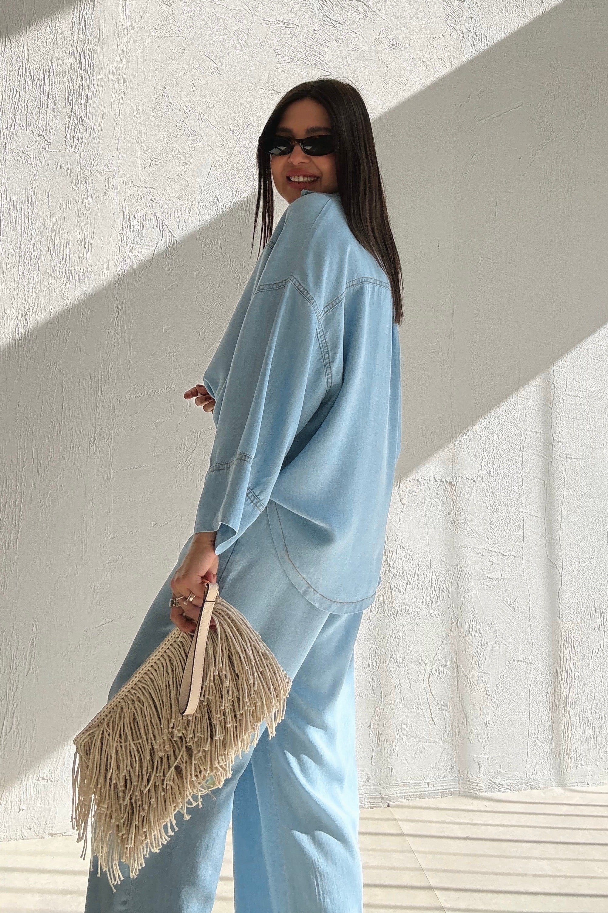 Soft Denim Gömlek Pantolon Takım MAVİ