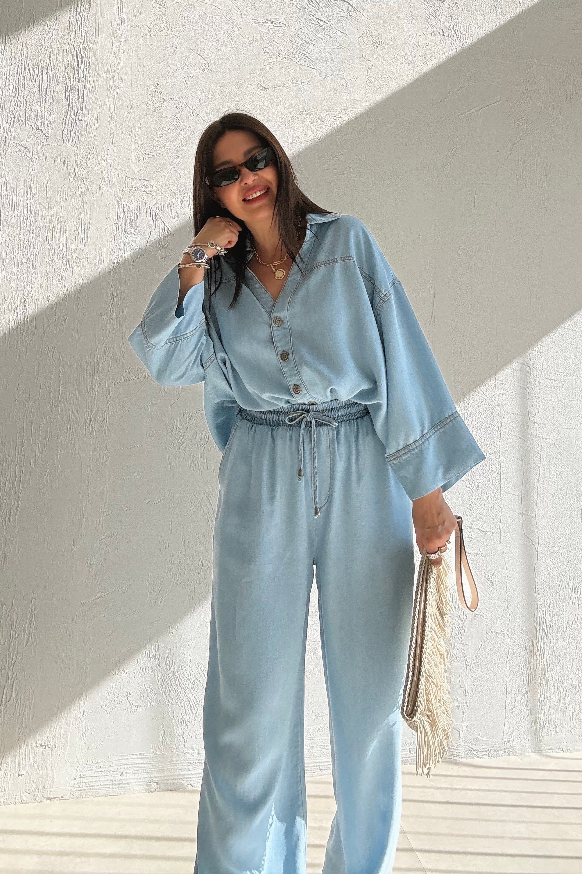 Soft Denim Gömlek Pantolon Takım MAVİ
