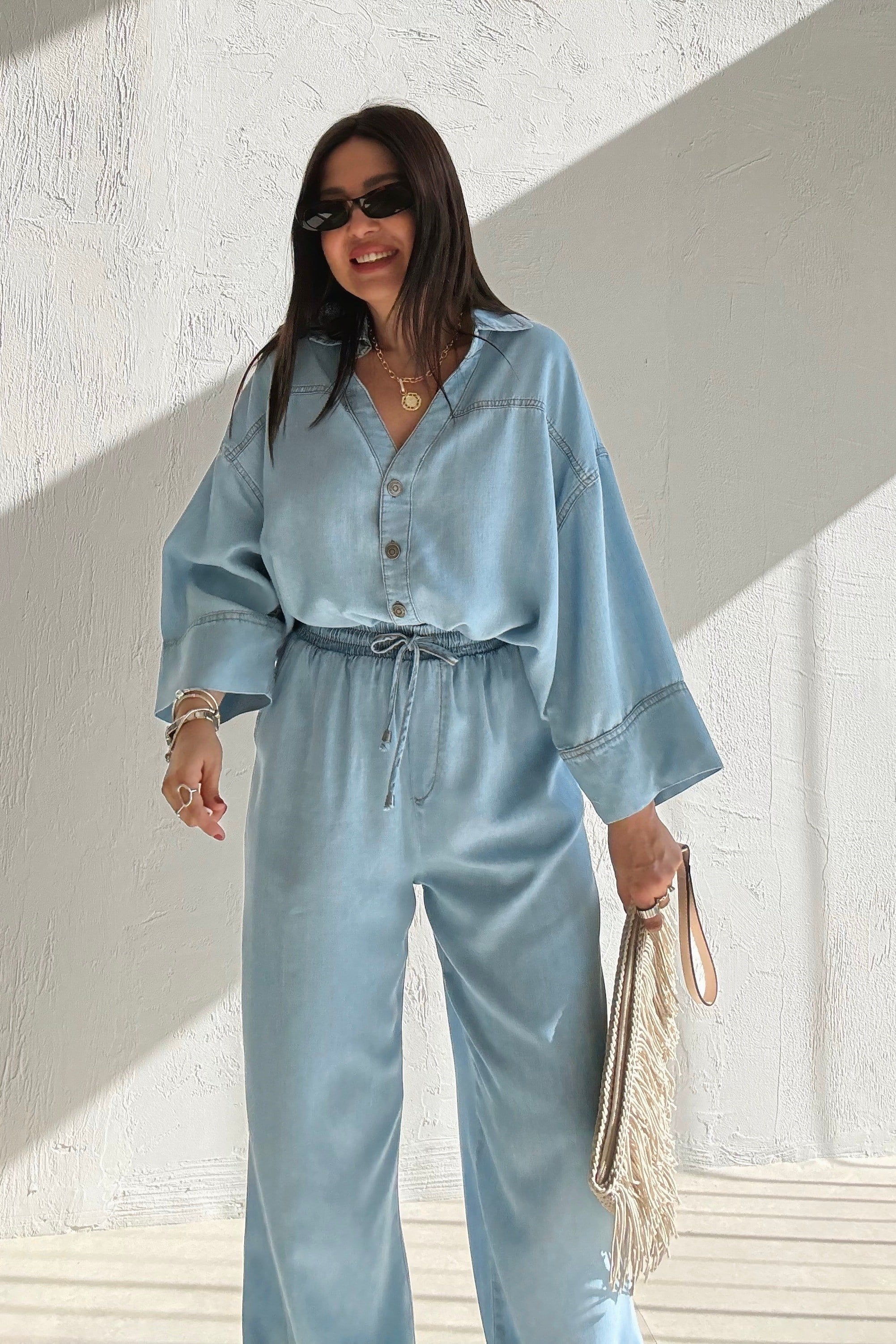 Soft Denim Gömlek Pantolon Takım MAVİ
