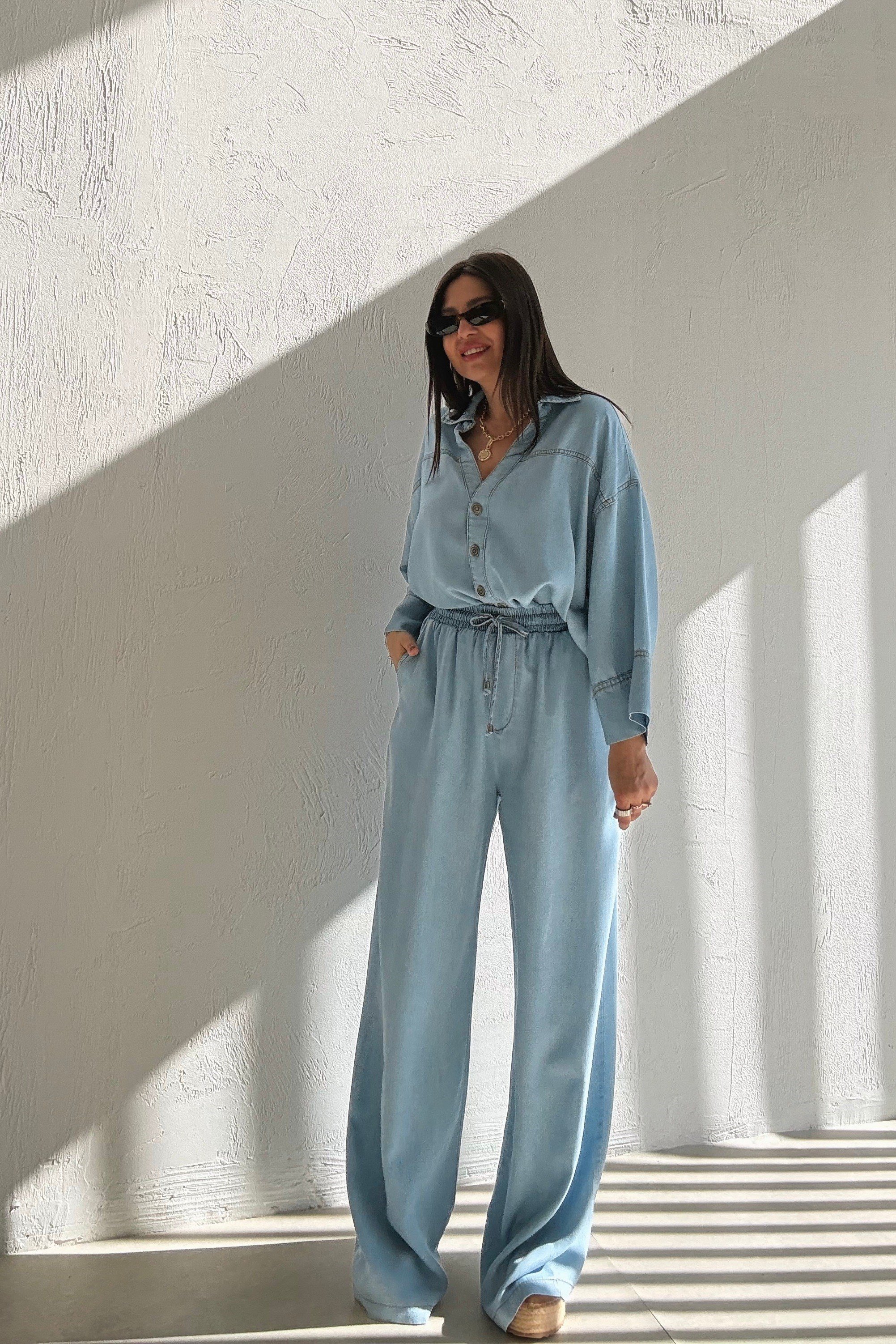Soft Denim Gömlek Pantolon Takım MAVİ