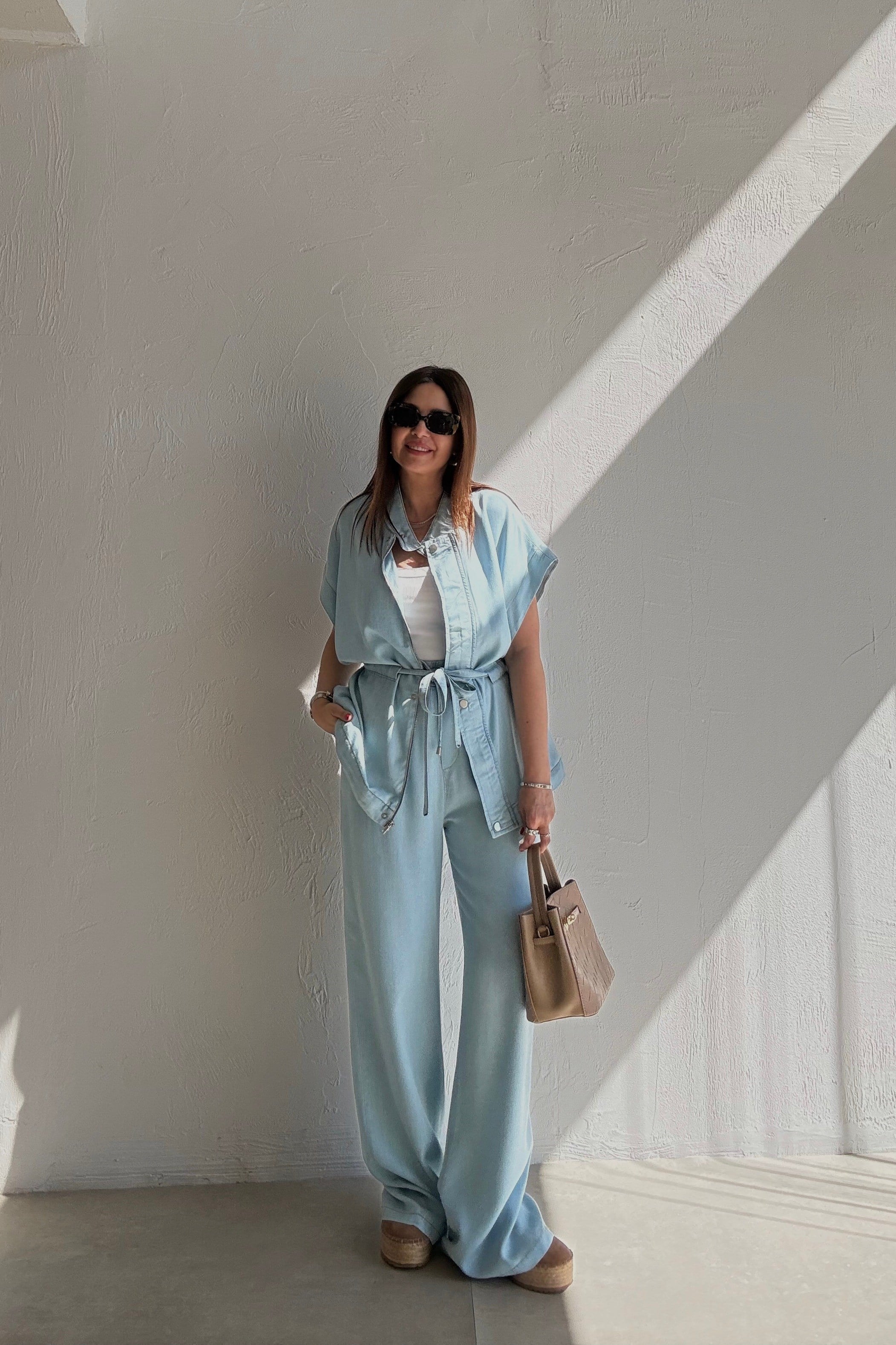 Soft Mavi Yumuşak Denim Takım