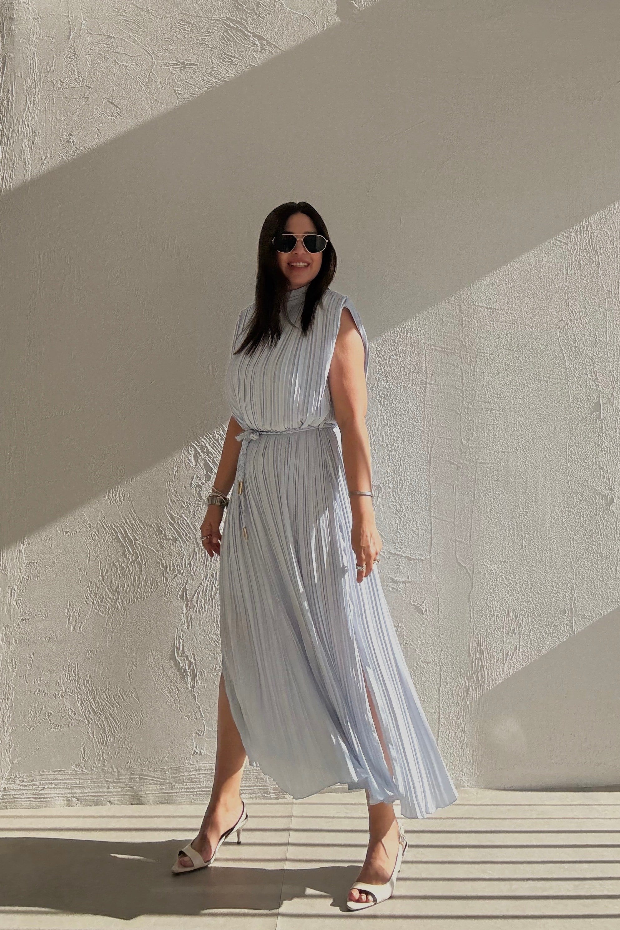 Sole Pilise Elbise BUZ MAVİSİ