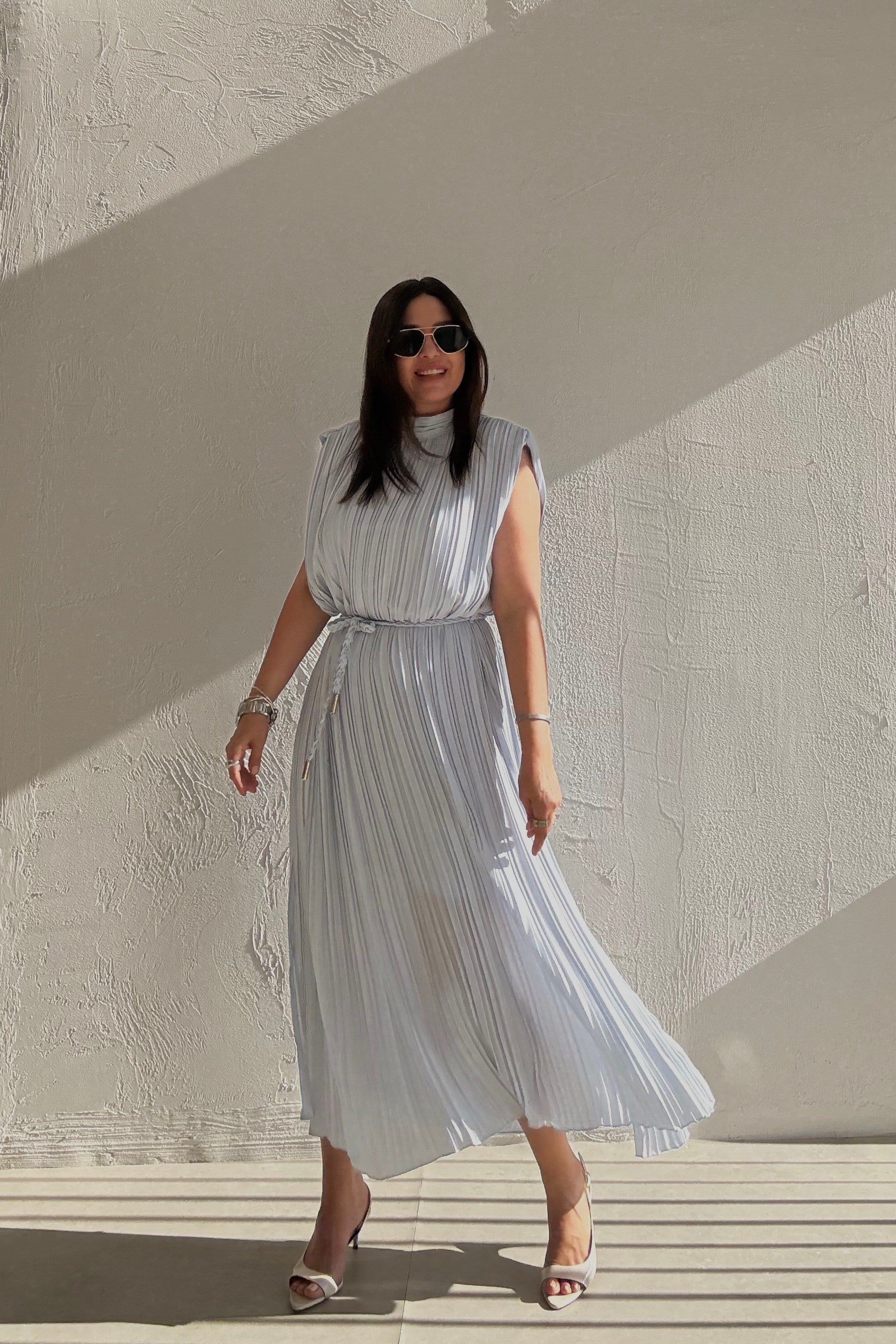 Sole Pilise Elbise BUZ MAVİSİ