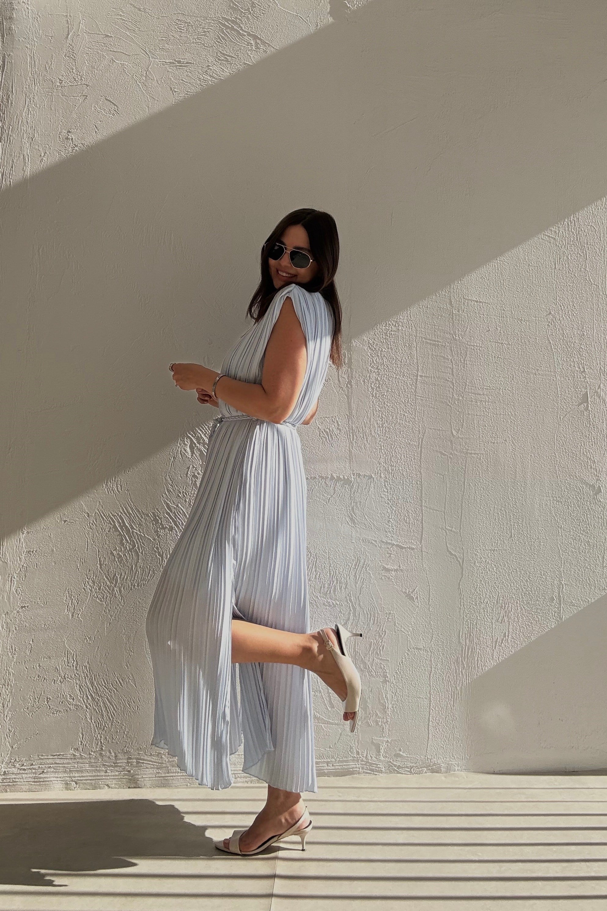 Sole Pilise Elbise BUZ MAVİSİ