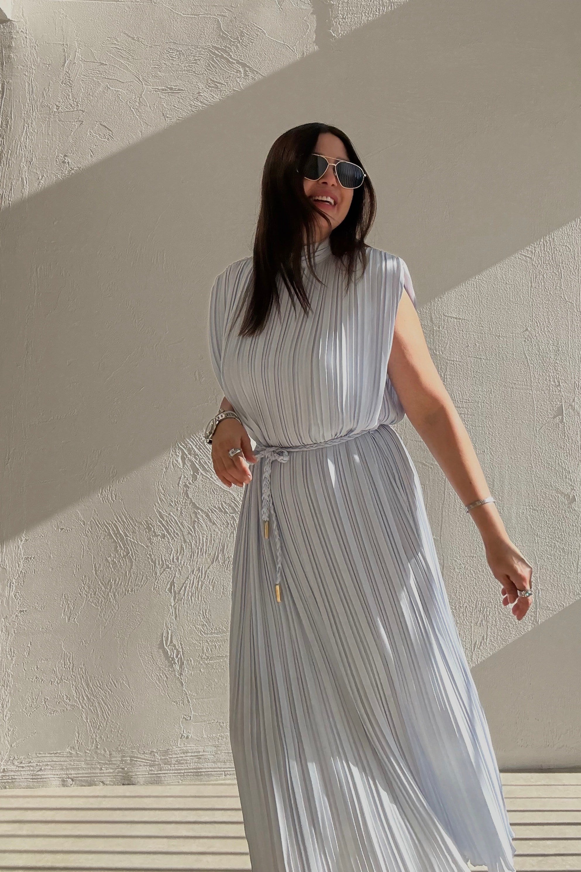 Sole Pilise Elbise BUZ MAVİSİ