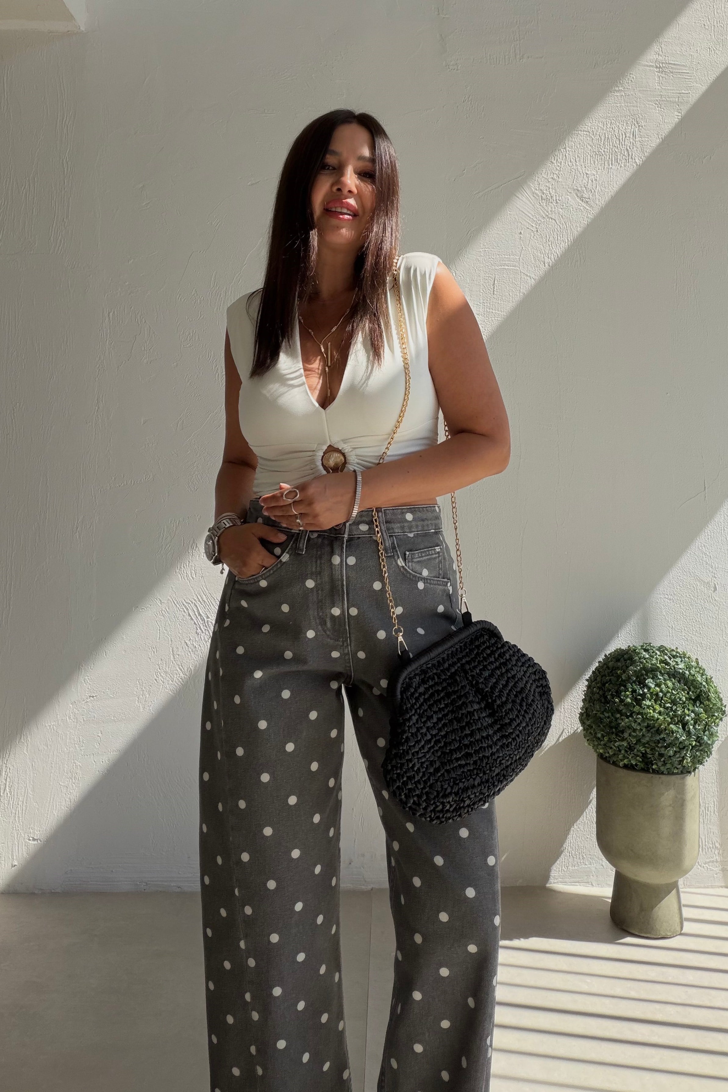 Toka Detaylı Crop Bluz EKRU