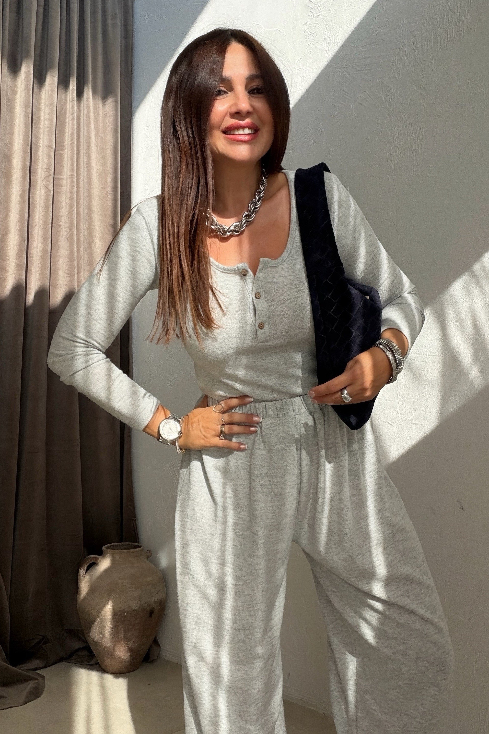 Üç Düğmeli Spor Takım GRİ