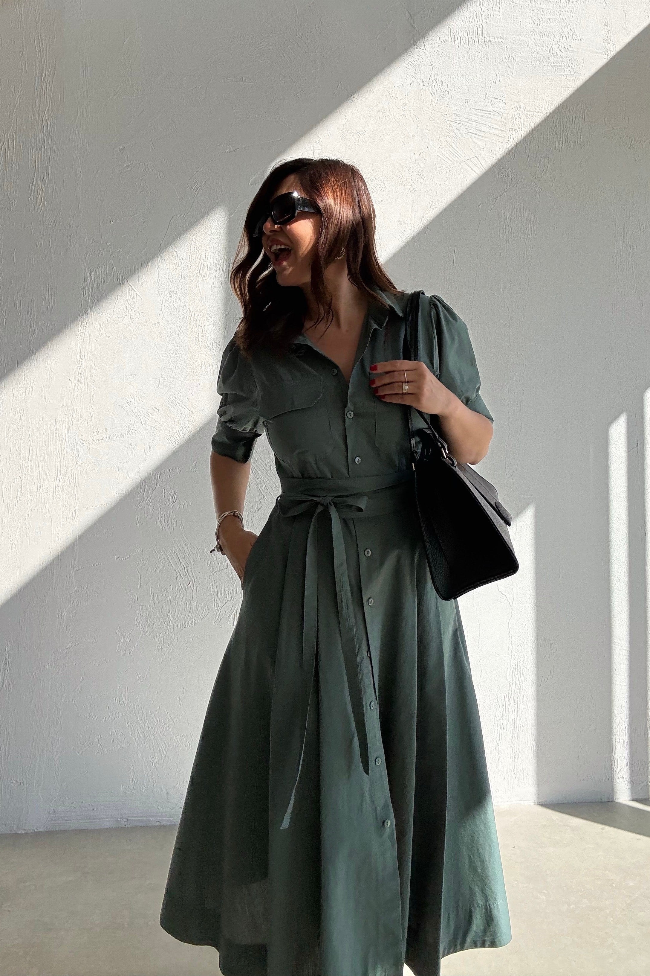 Yeşil Gömlek Elbise 