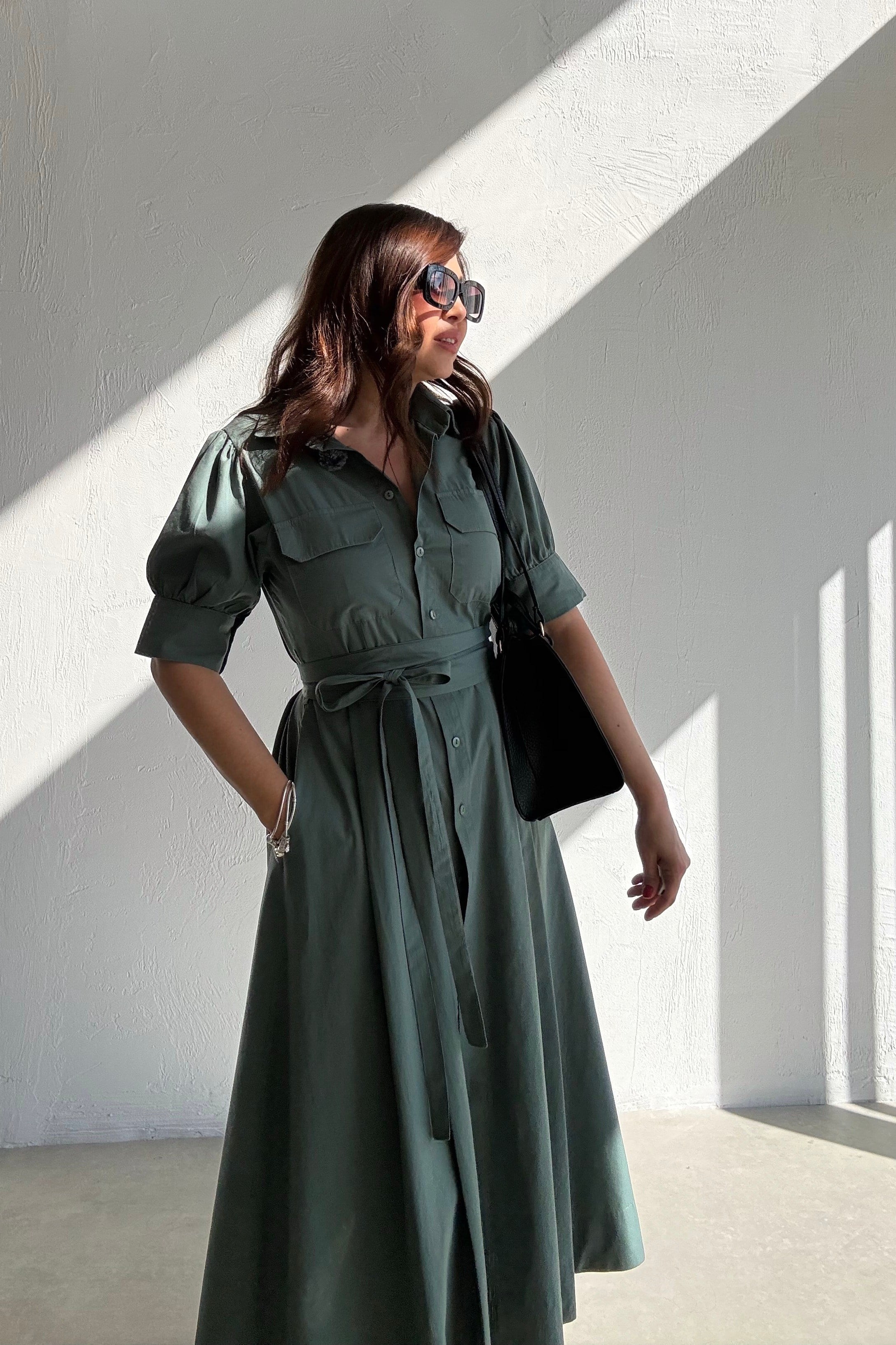 Yeşil Gömlek Elbise 