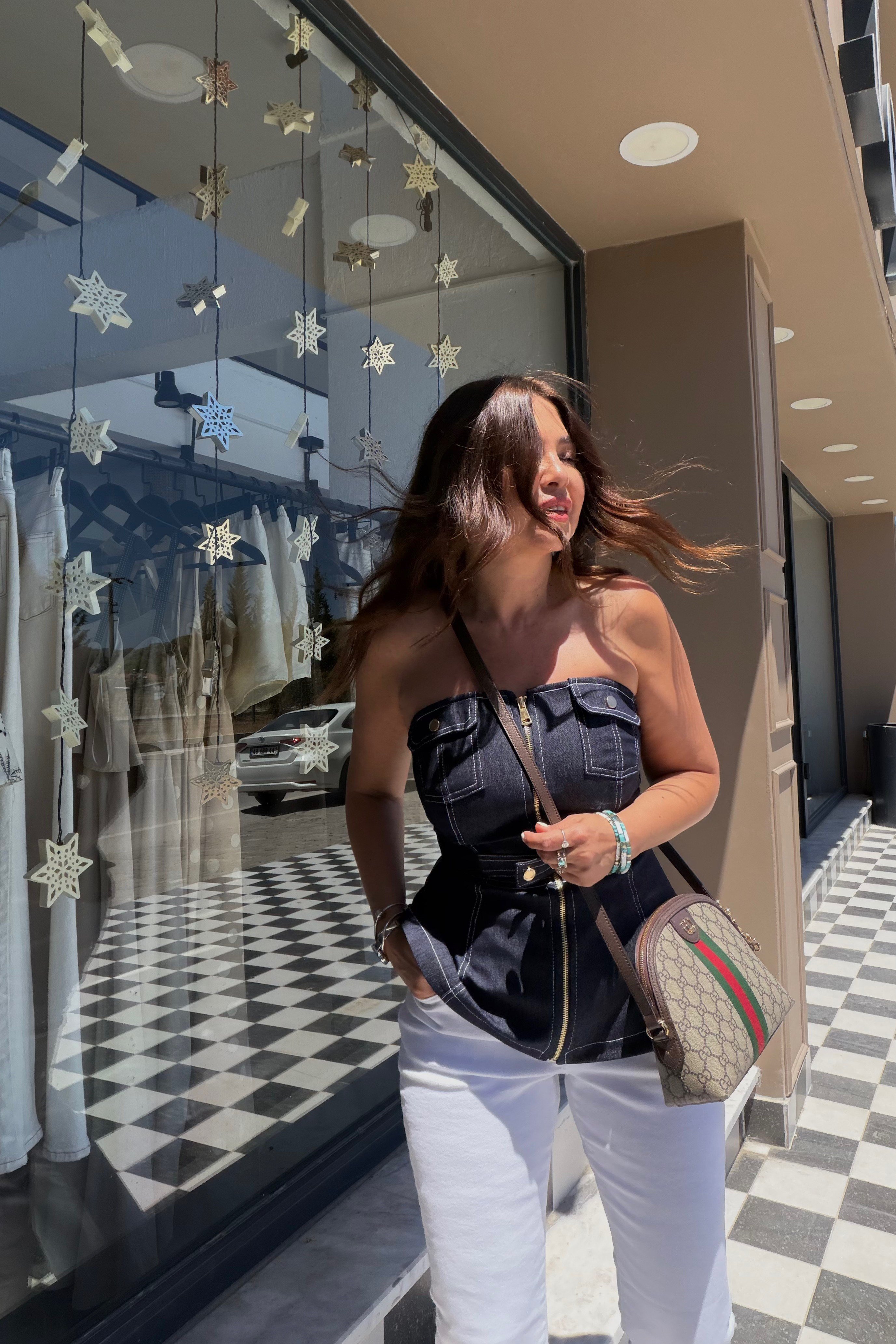 Zımbalı Denim Büstiyer LACİVERT