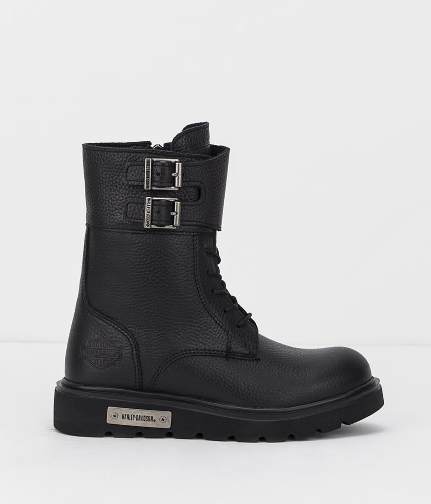 Harley Davidson Aden Black/Baskılı Deri Kadın Bot