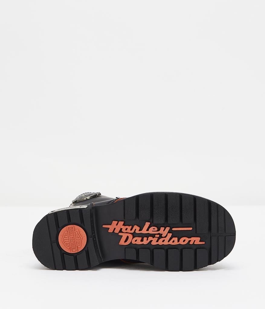 Harley Davidson Colmar Black/Orange Yağlı Deri Kadın Bot