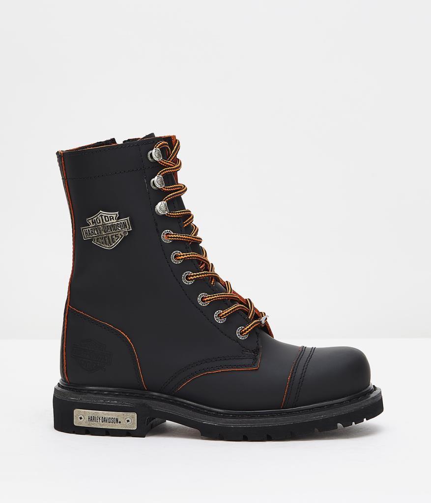 Harley Davidson Colmar Black/Orange Yağlı Deri Kadın Bot