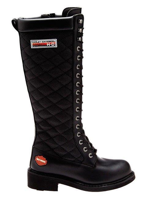 Harley Davidson Rem Black-Yağlı Deri Kadın Çizme