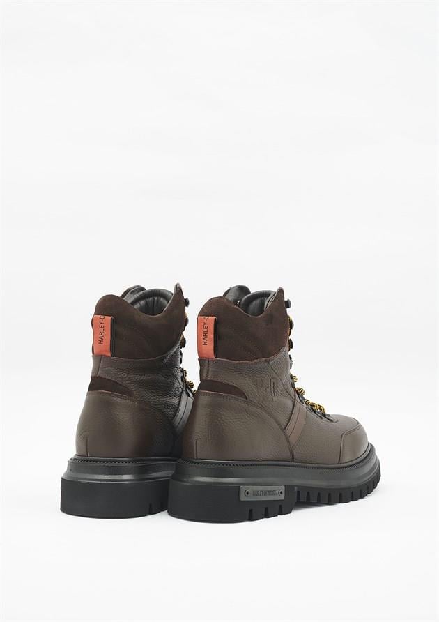 Harley Davidson Stein Brown Baskılı Deri Erkek Bot