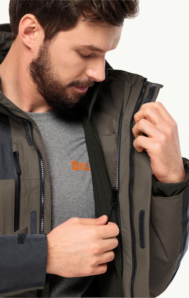 Jack Wolfskin 1115261_5719 Jasper 3IN1 JKT M Cold Coffee Erkek Outdoor Ceket