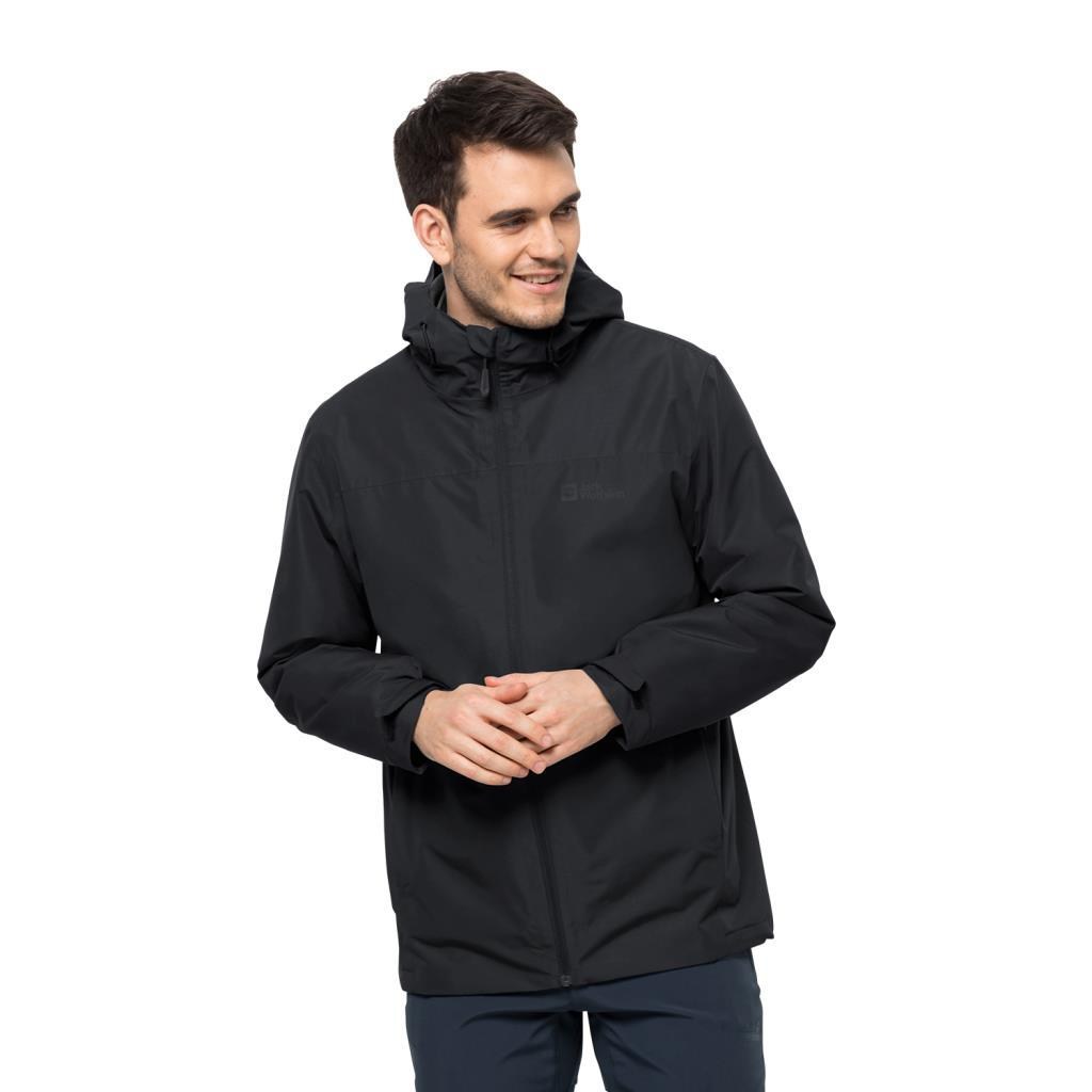 Jack Wolfskin 1115311_6000 Taubenberg 3IN1 JKT M Black Erkek Outdoor 3 In 1 Ceket