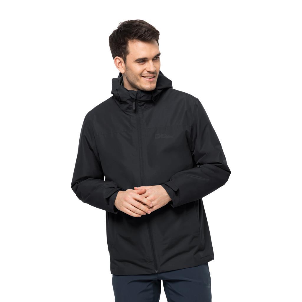 Jack Wolfskin 1115311_6000 Taubenberg 3IN1 JKT M Black Erkek Outdoor 3 In 1 Ceket