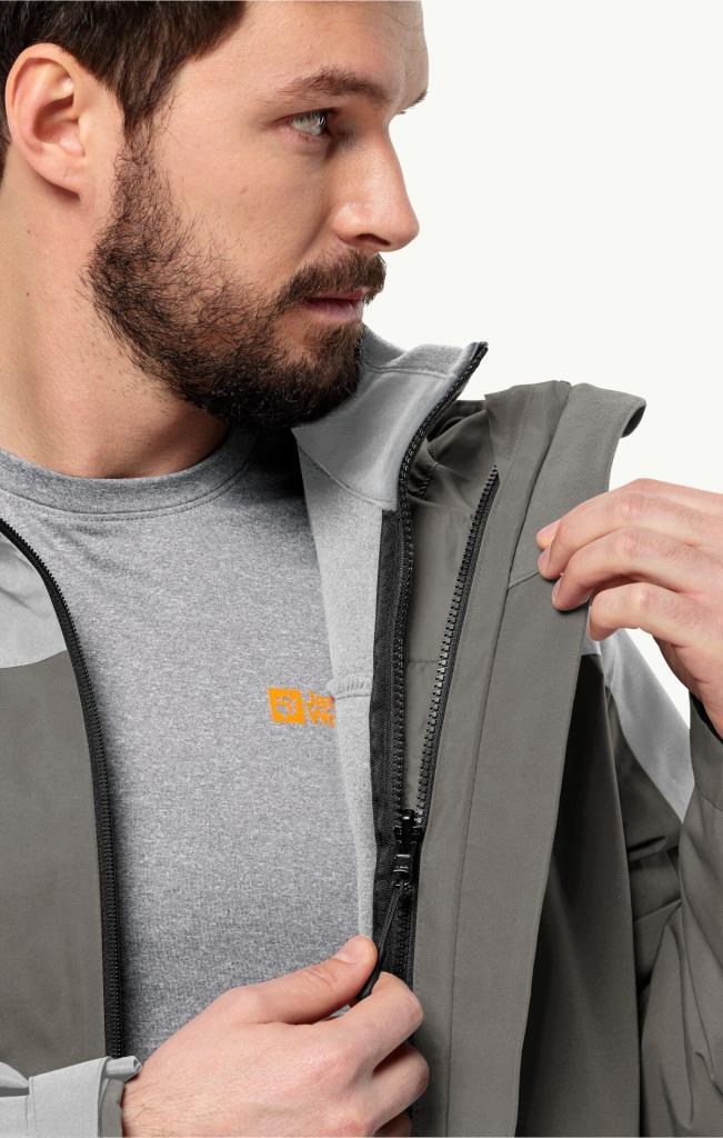 Jack Wolfskin 1115311_6185 TAUBENBERG 3IN1 JKT M Smokey Grey Erkek Outdoor Ceket