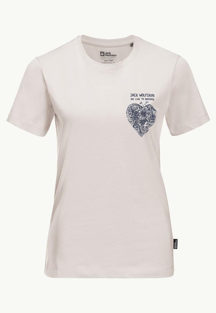 Jack Wolfskin 1809701_5629 Discover Heart T W Sea Shell Kadın Tshirt