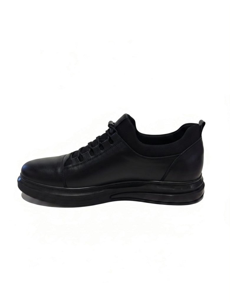 Mr Quinn 1640 Deri Siyah Erkek Sneaker