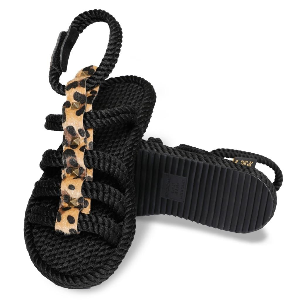 Nomadic Republic SRG.LEO Serengeti Siyah Leopar Kadın Sandalet