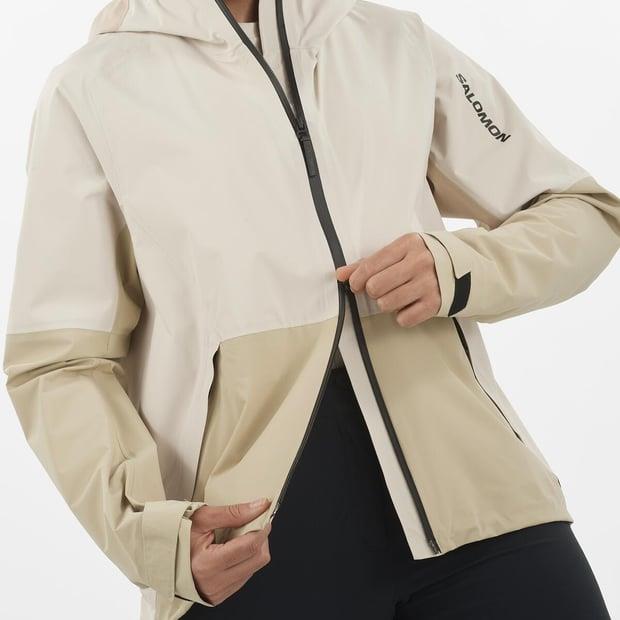 Salomon LC2317300 OUTERPATH 2.5L WP JKT W White Pepper/Rainy Day Kadın Outdoor Ceket