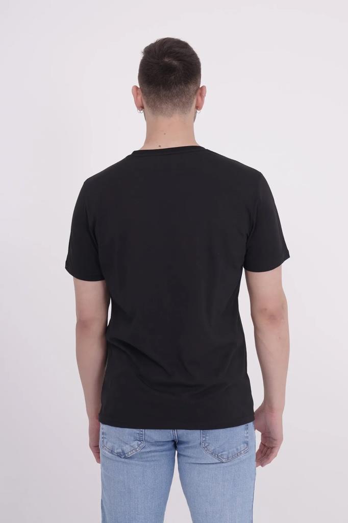 The Socks Company 23SCTS228U Palmiye Nakışlı Bisiklet Yaka Siyah Tshirt