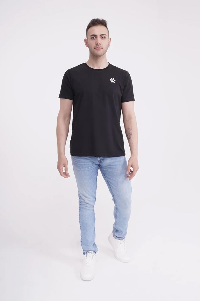 The Socks Company 23SCTS231U Pati Nakışlı Yaka Siyah Tshirt